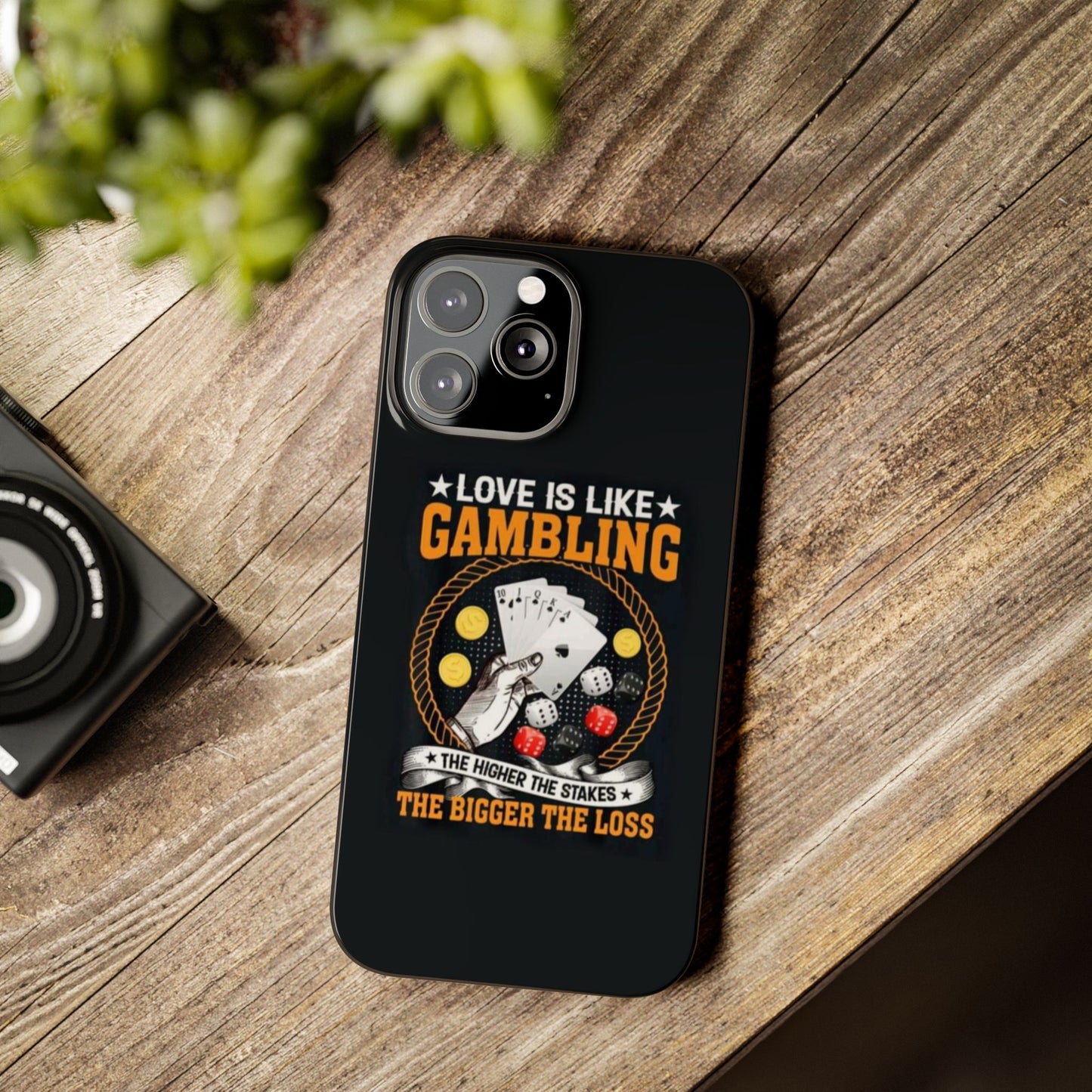 Gambling-Themed Slim Phone Case - 'Love is Like Gambling' Design