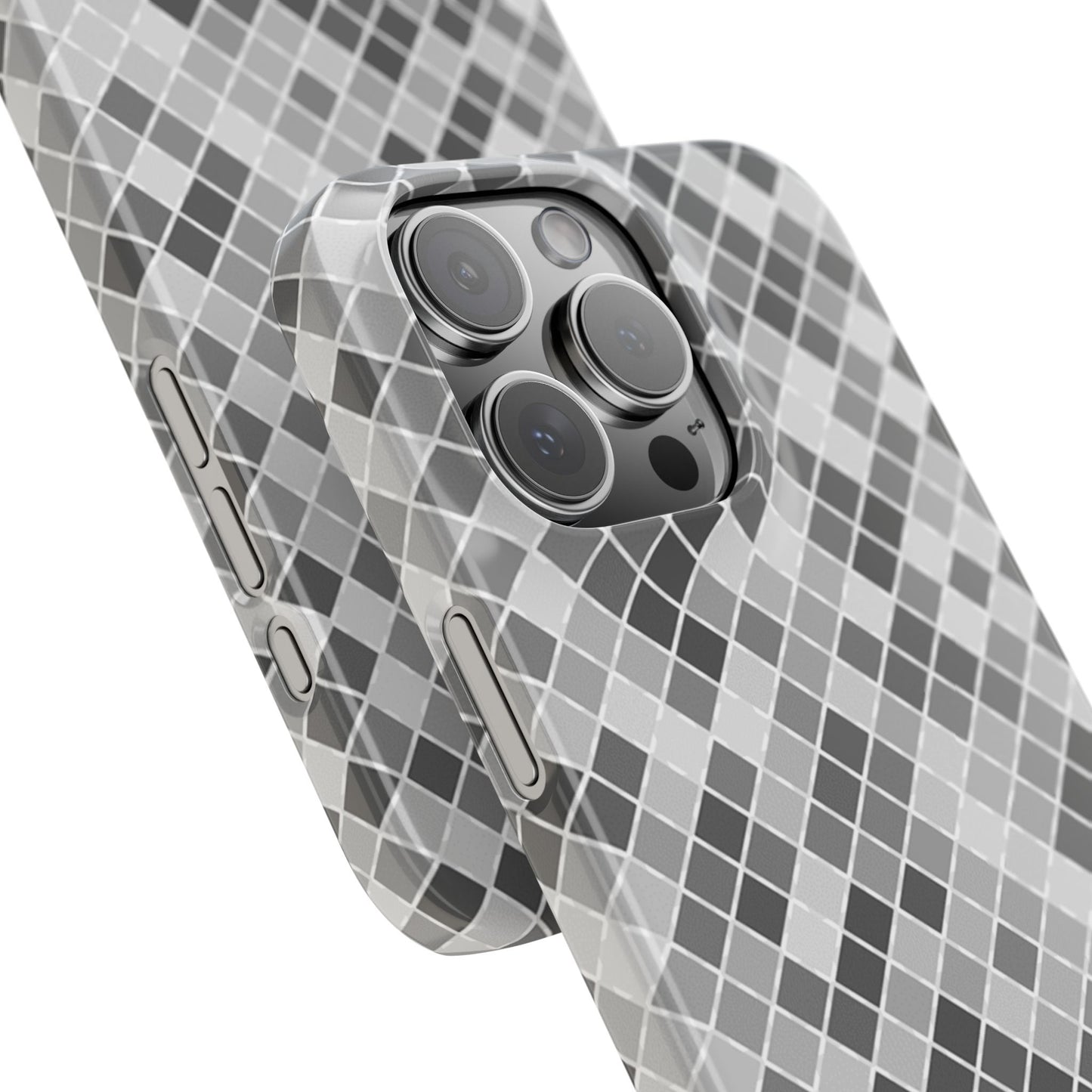 Chic Grey Mosaic Slim Phone Case - Stylish Protection for Modern Lifestyle