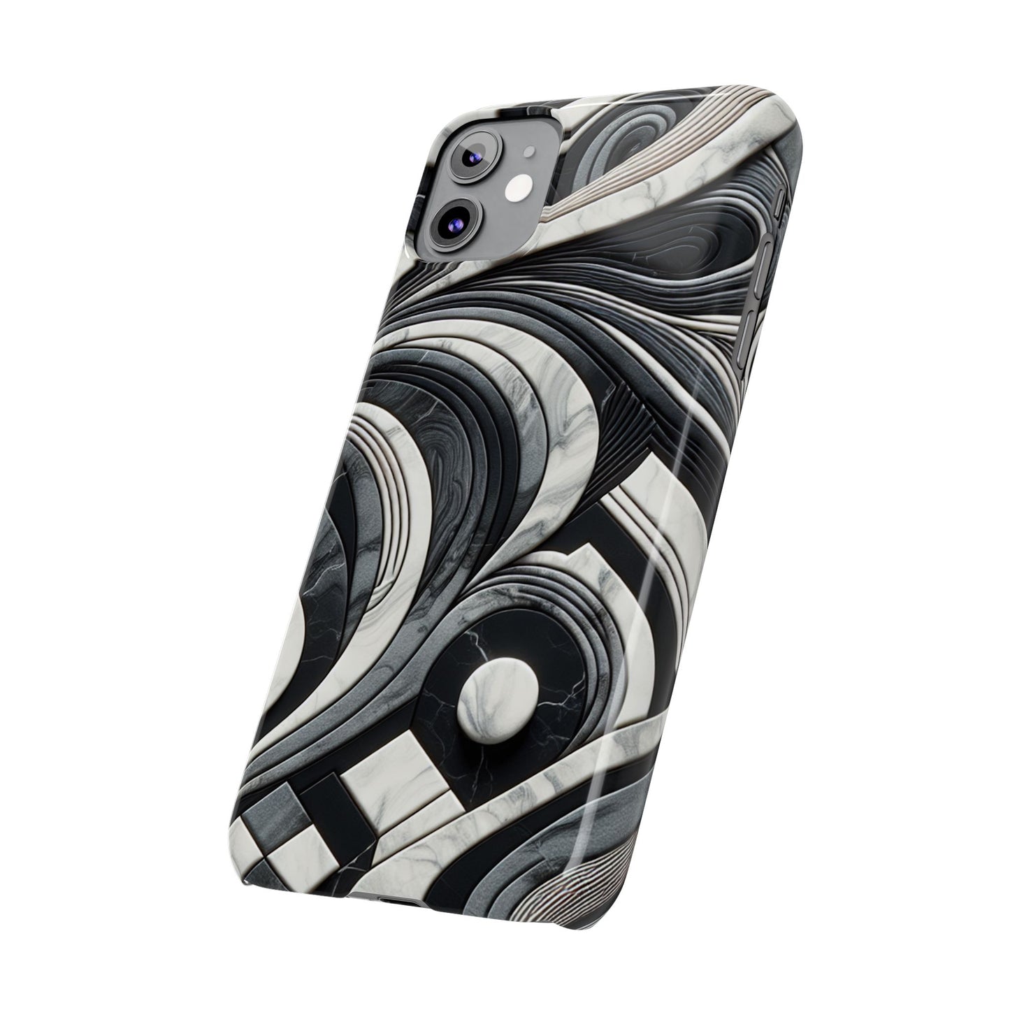 Elegant Marble Slim Phone Case - Stylish Black & White Design