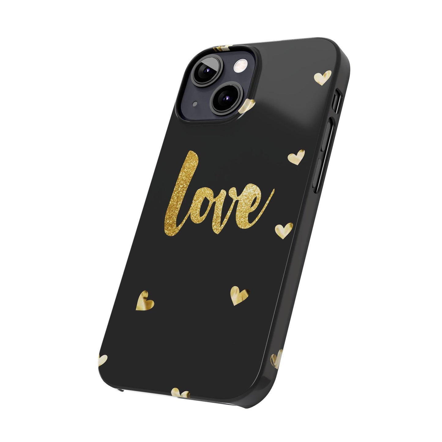 Glitter Love Slim Phone Case - Stylish Black Love Design