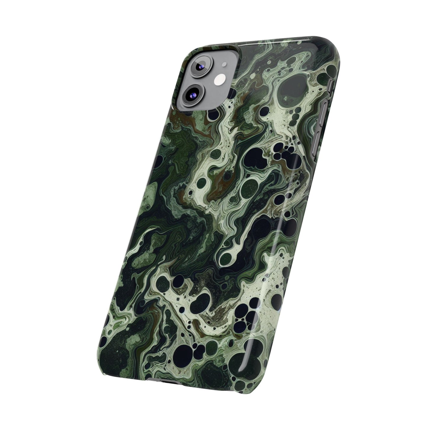 Marbled Green Slim Phone Case - Stylish Protection for Nature Lovers