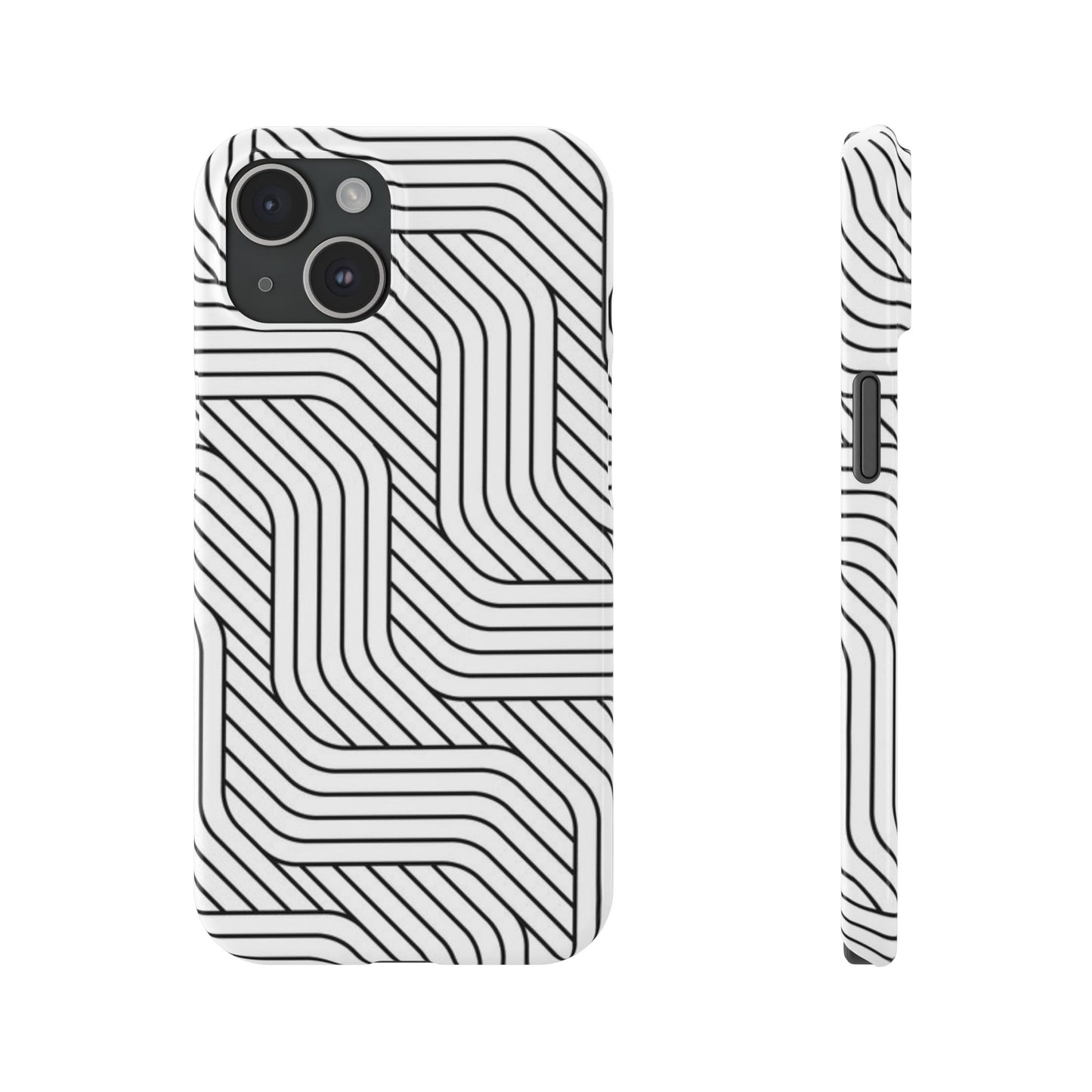 Stylish Geometric Slim Phone Case - Sleek Black and White Design for Minimalist Aesthetics