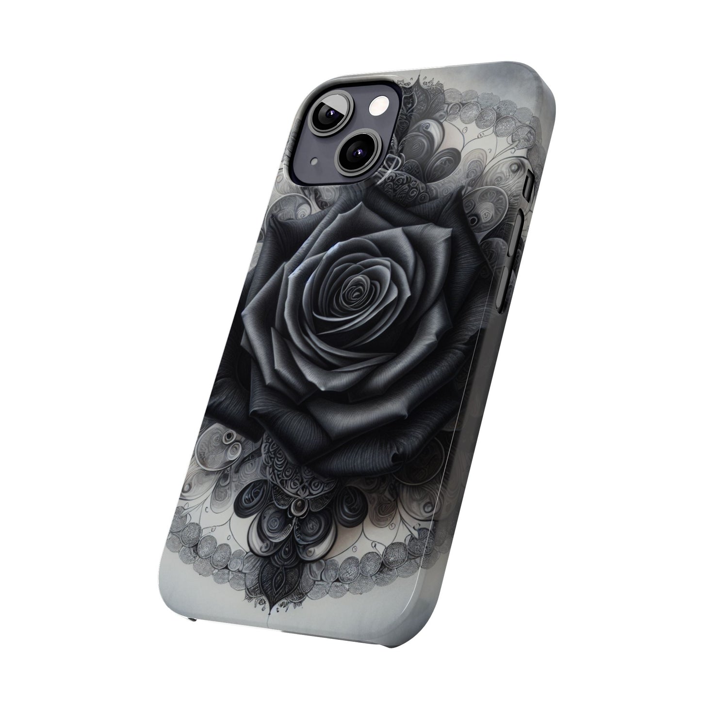 Elegant Black Rose Slim Phone Case for Stylish Protection