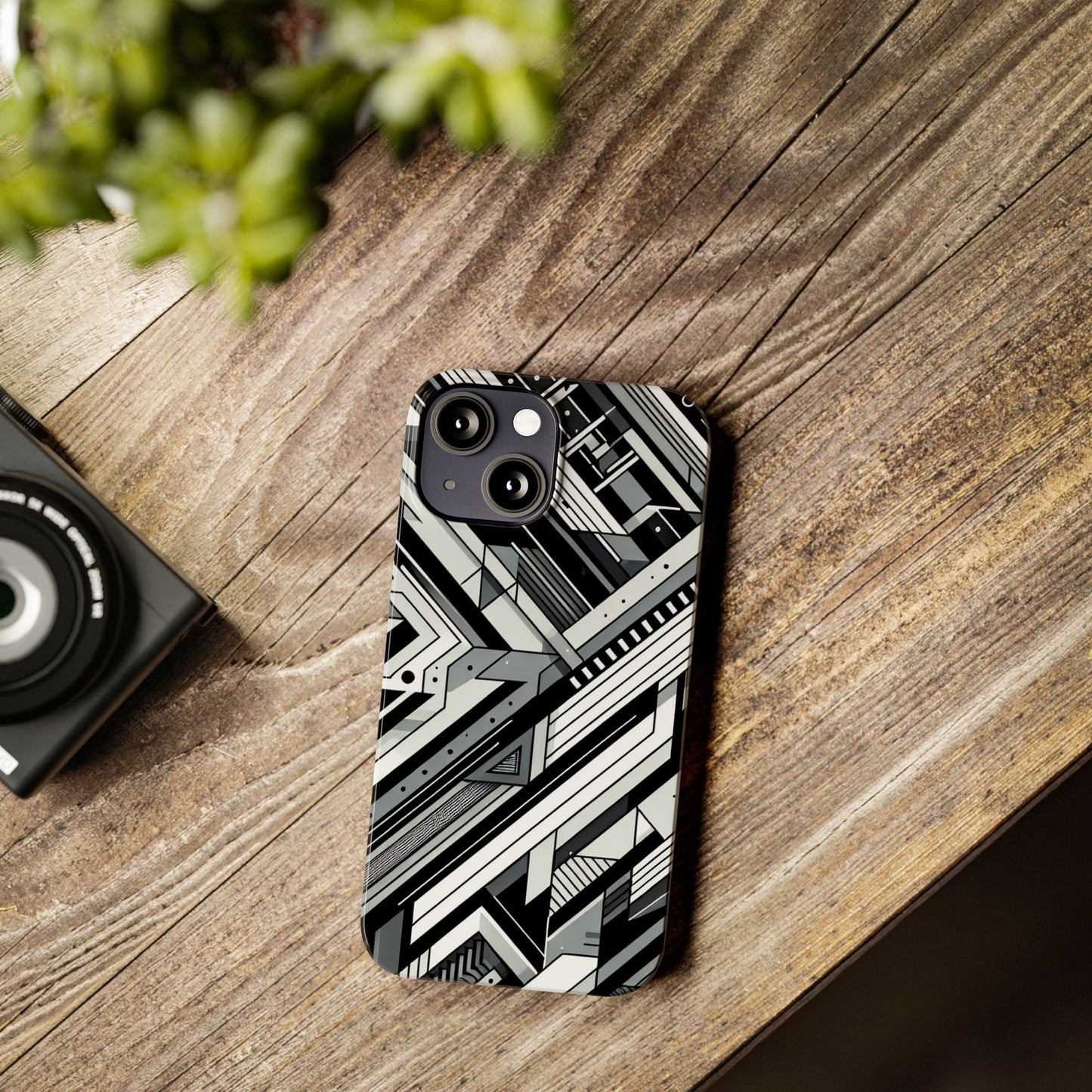 Modern Geometric Slim Phone Case - Stylish Abstract Design