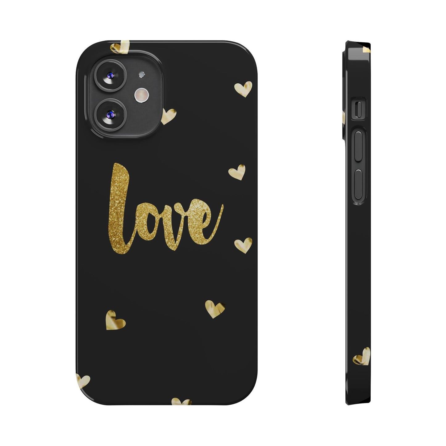 Glitter Love Slim Phone Case - Stylish Black Love Design