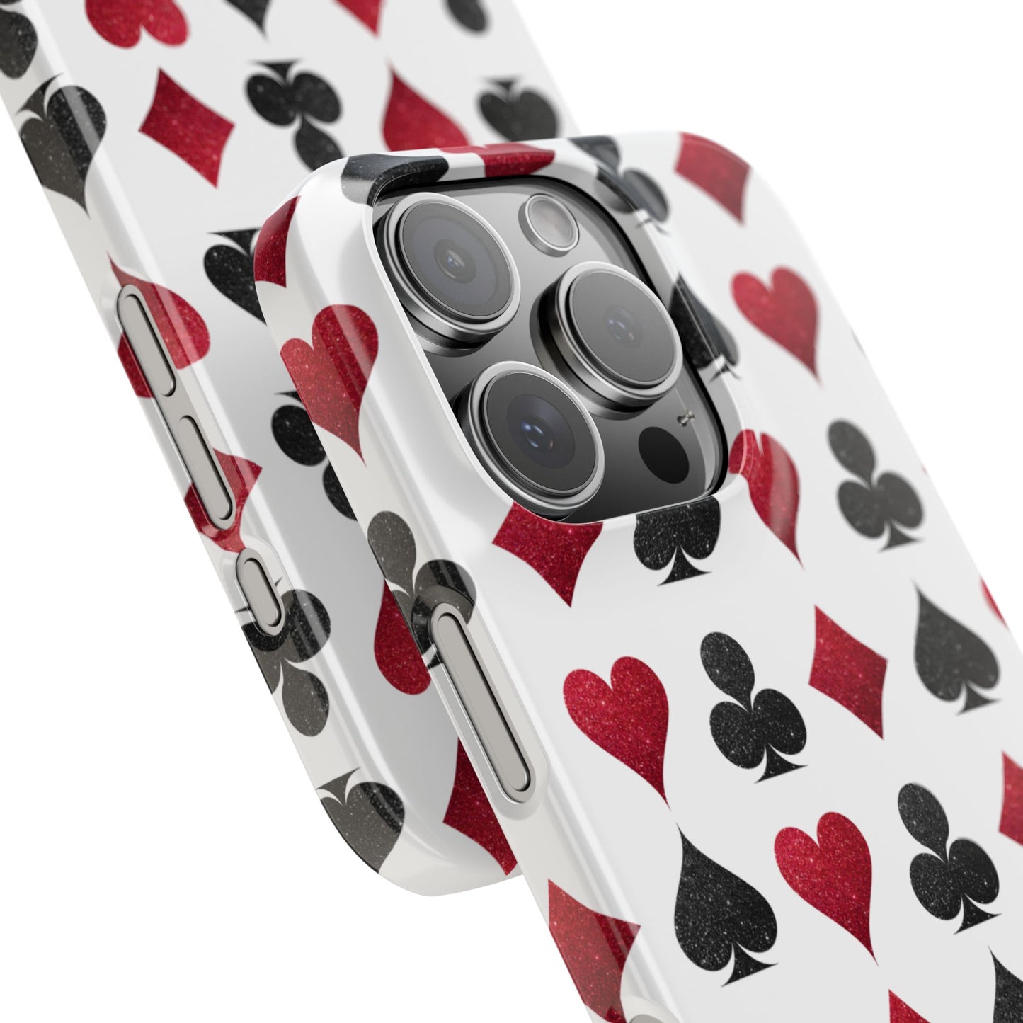 Stylish Playing Card Slim Phone Case - Red & Black Design