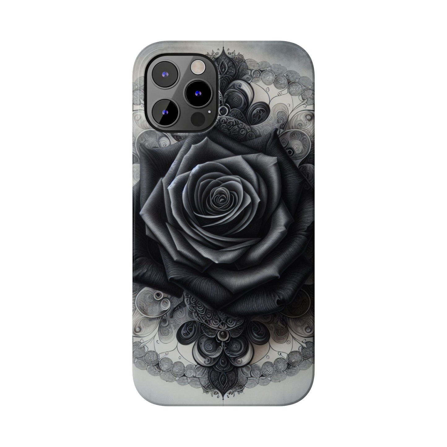 Elegant Black Rose Slim Phone Case for Stylish Protection