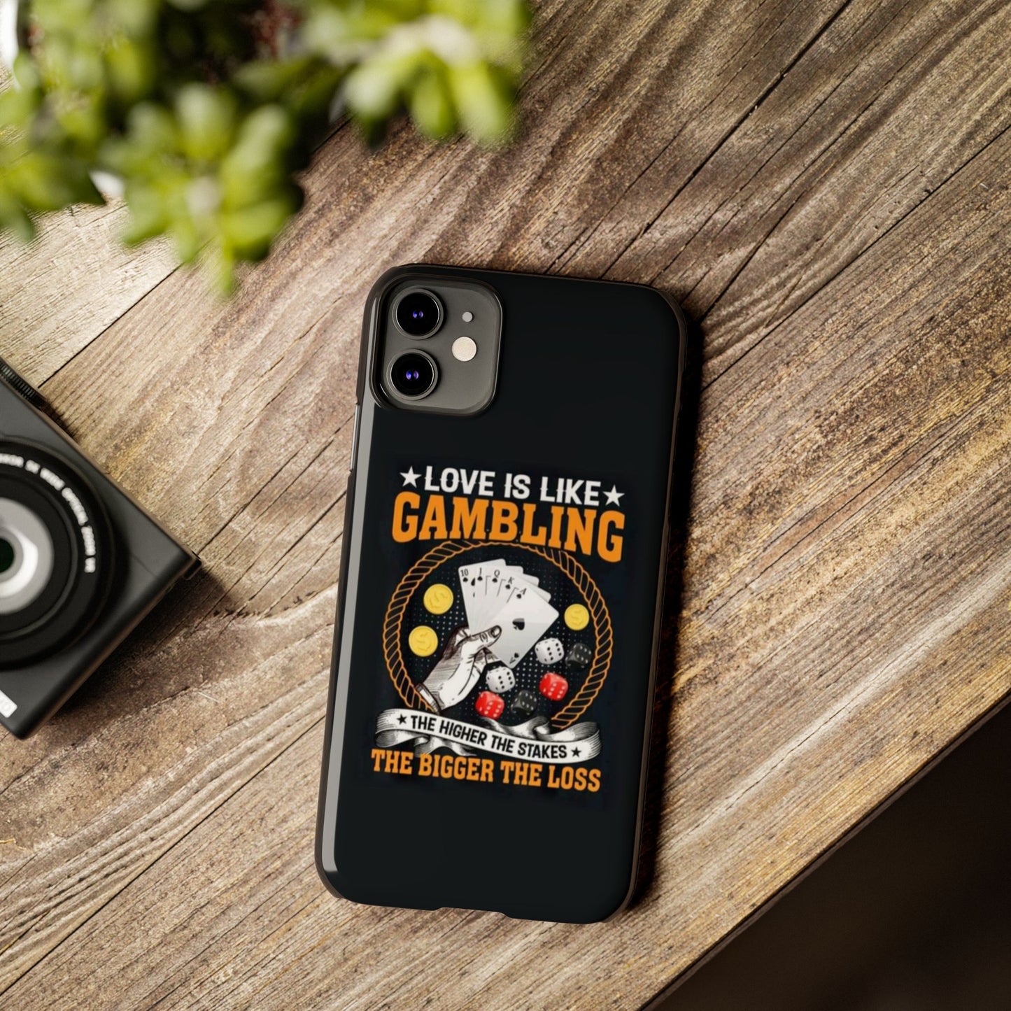 Gambling-Themed Slim Phone Case - 'Love is Like Gambling' Design