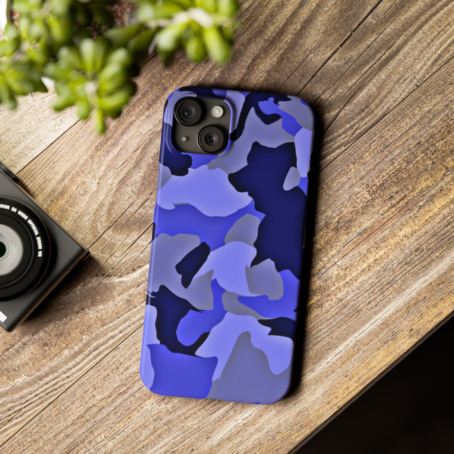 Stylish Slim Phone Case - Blue Abstract Camo Design for Trendsetters