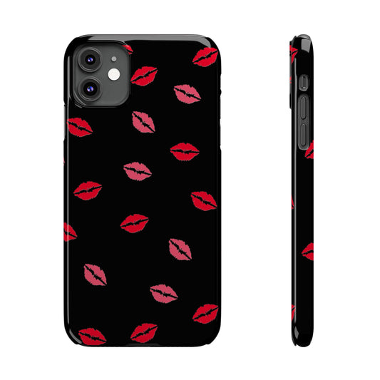 Kiss Mark Slim Phone Case - Chic Lip Print Design for Fashion Lovers