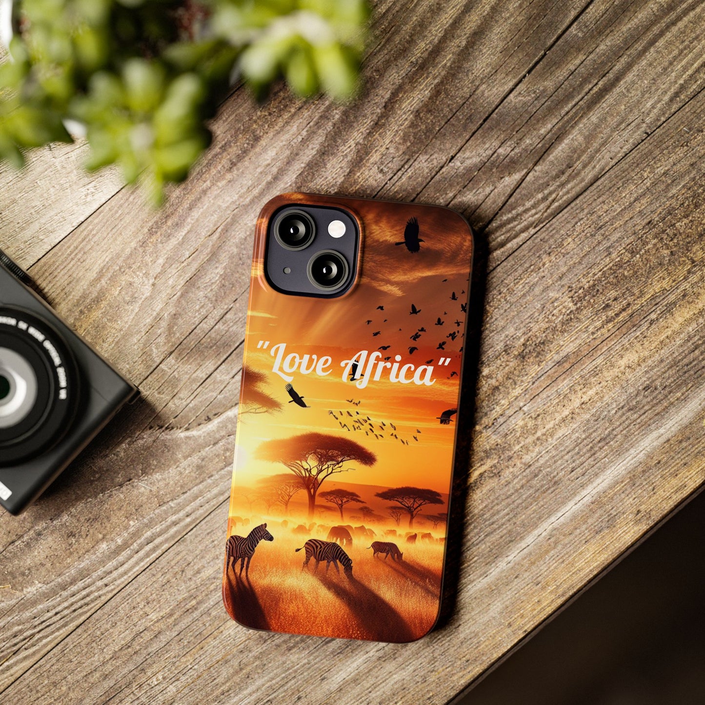 Slim Phone Case - "Love Africa" Sunset Design - Perfect Gift for Nature Lovers