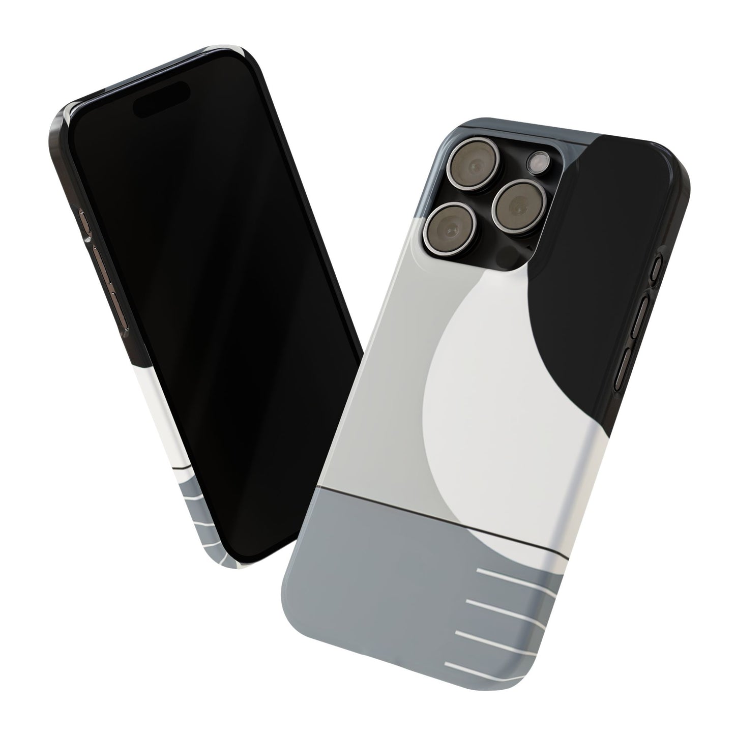 Minimalist Abstract Slim Phone Case - Modern Black and Gray Design