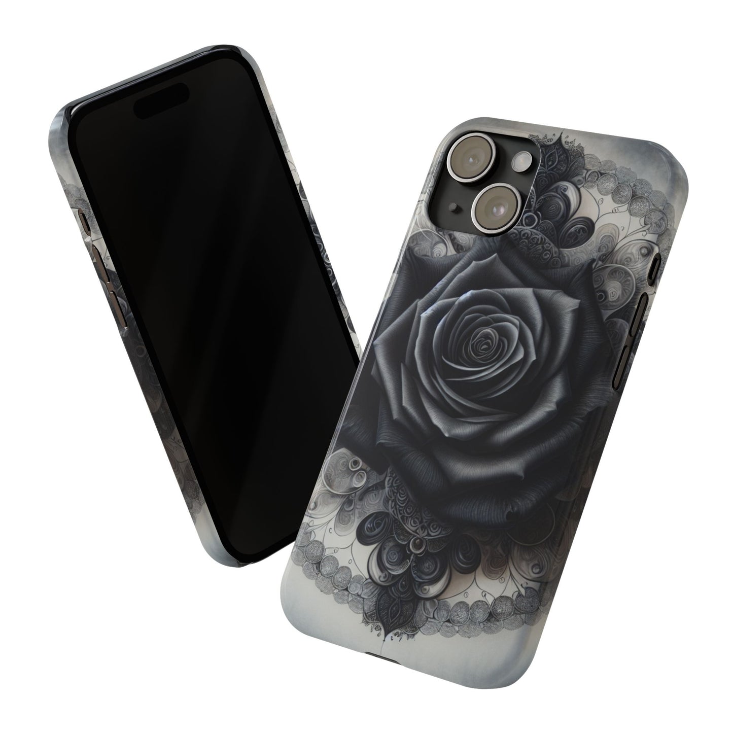 Elegant Black Rose Slim Phone Case for Stylish Protection