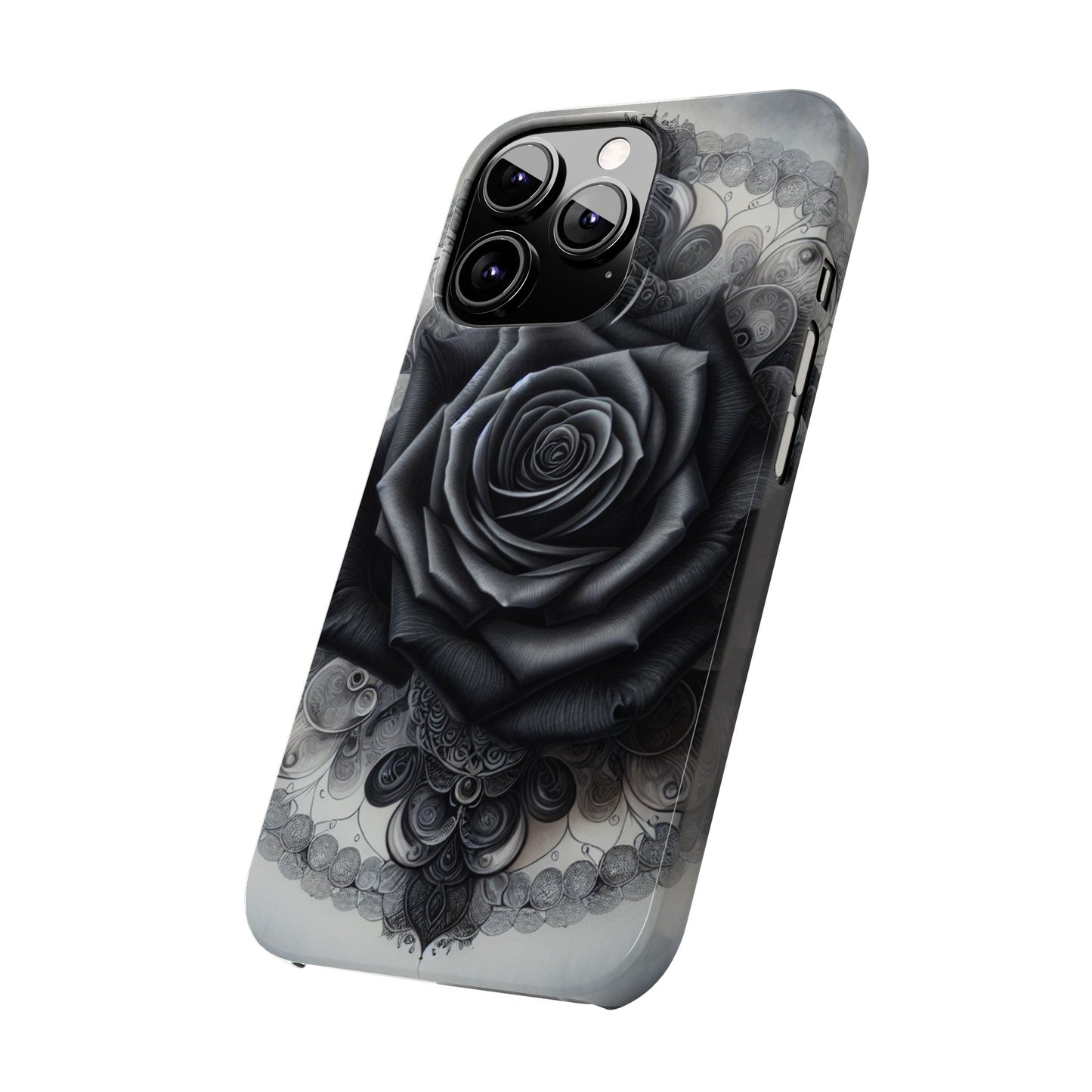 Elegant Black Rose Slim Phone Case for Stylish Protection