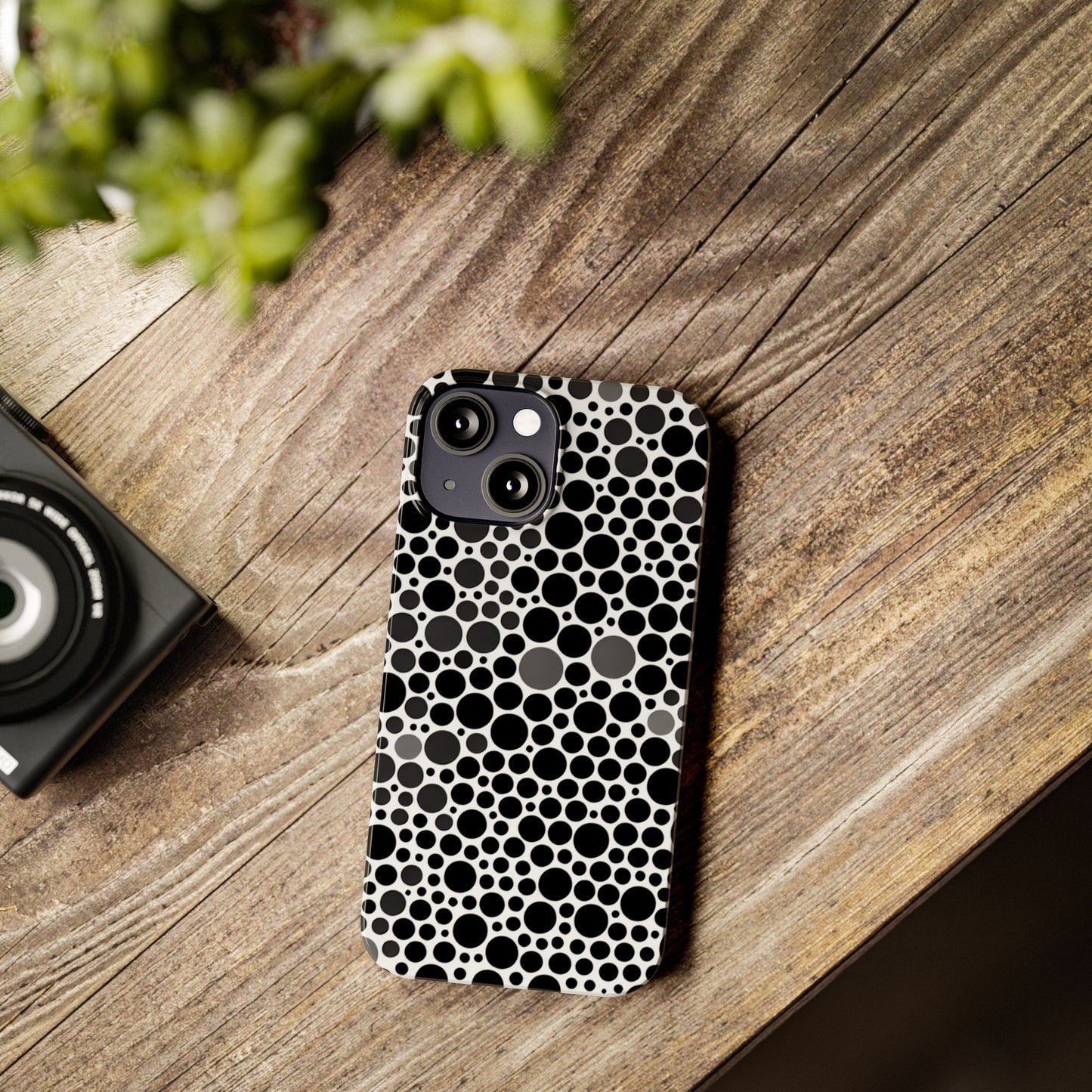 Modern Black Polka Dot Slim Phone Case - Stylish & Protective Cover