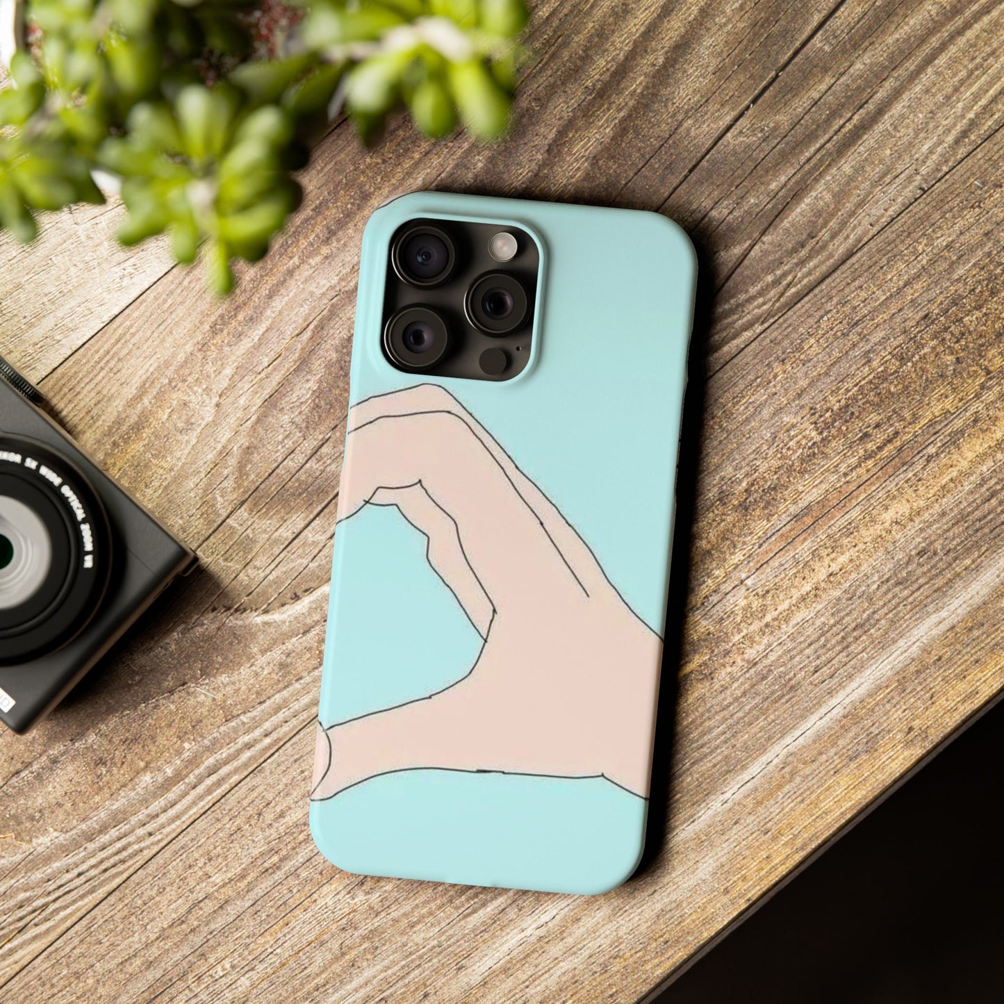 Artistic Heart Gesture Slim Phone Case - Perfect Gift for Loved Ones