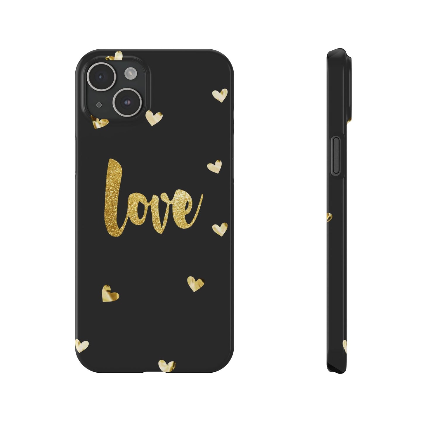 Glitter Love Slim Phone Case - Stylish Black Love Design