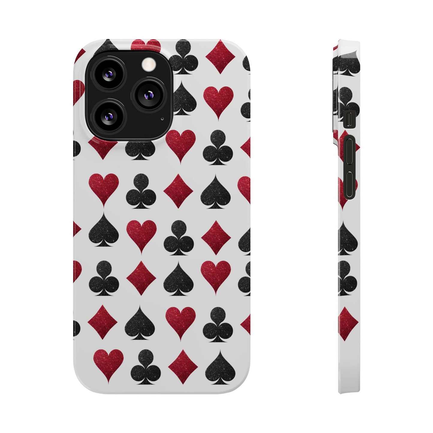 Stylish Playing Card Slim Phone Case - Red & Black Design