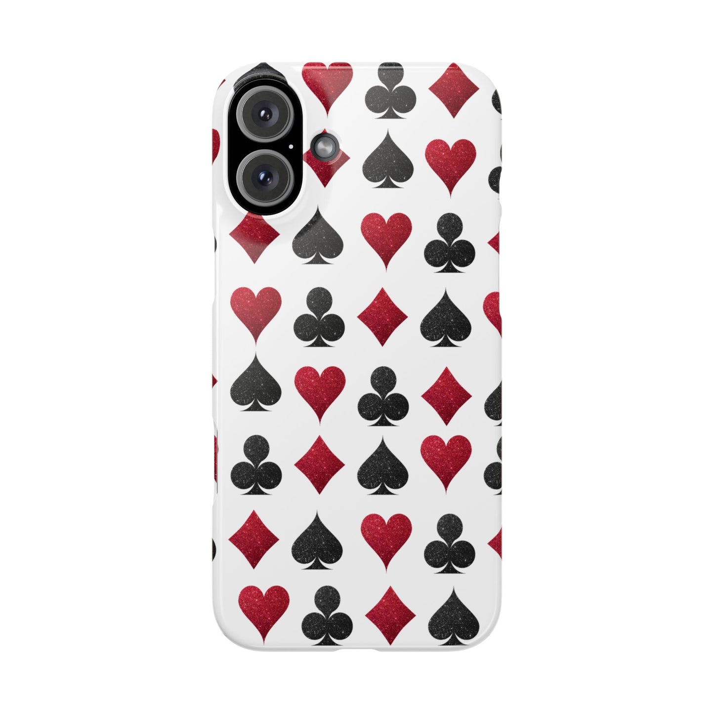 Stylish Playing Card Slim Phone Case - Red & Black Design