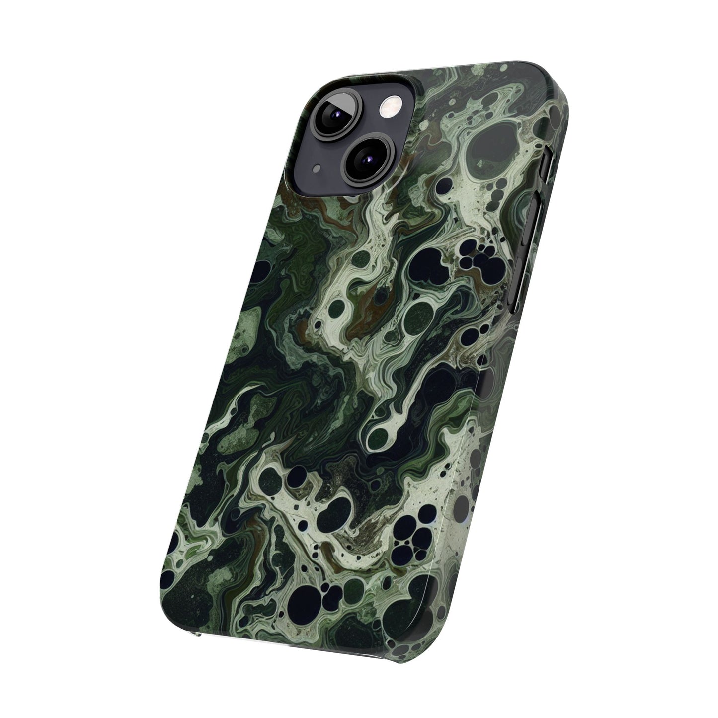 Marbled Green Slim Phone Case - Stylish Protection for Nature Lovers