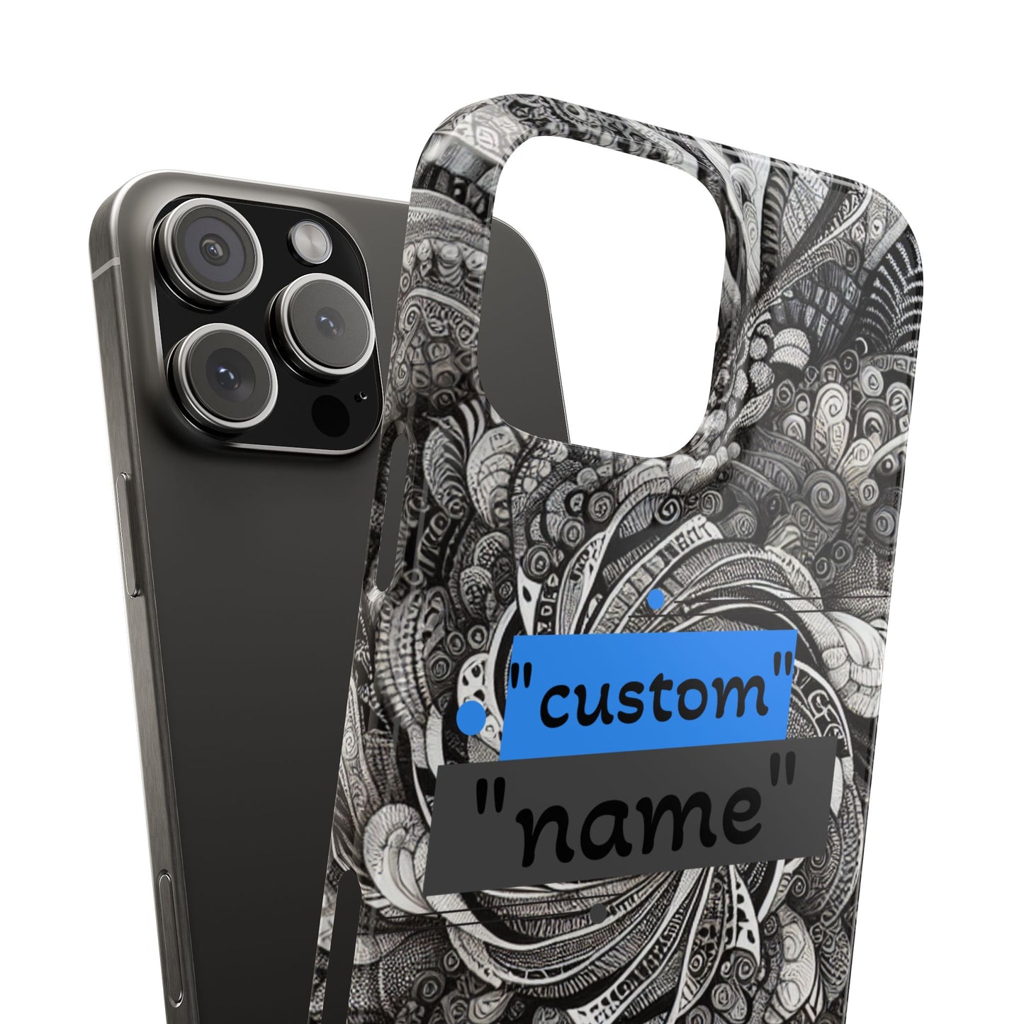 Customizable Slim Phone Cases - Personalized Black Swirl Design