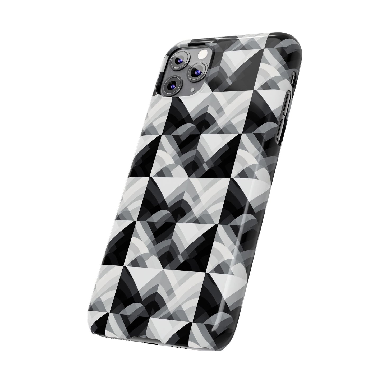 Stylish Black and Gray Slim Phone Case - Geometric Pattern for Modern Aesthetics