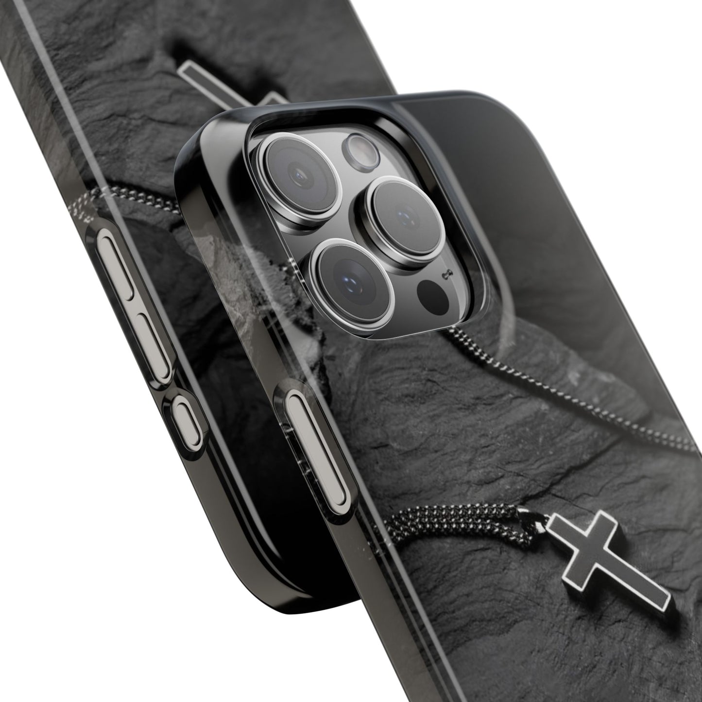 Minimalist Black Cross Slim Phone Case - Stylish & Modern Design