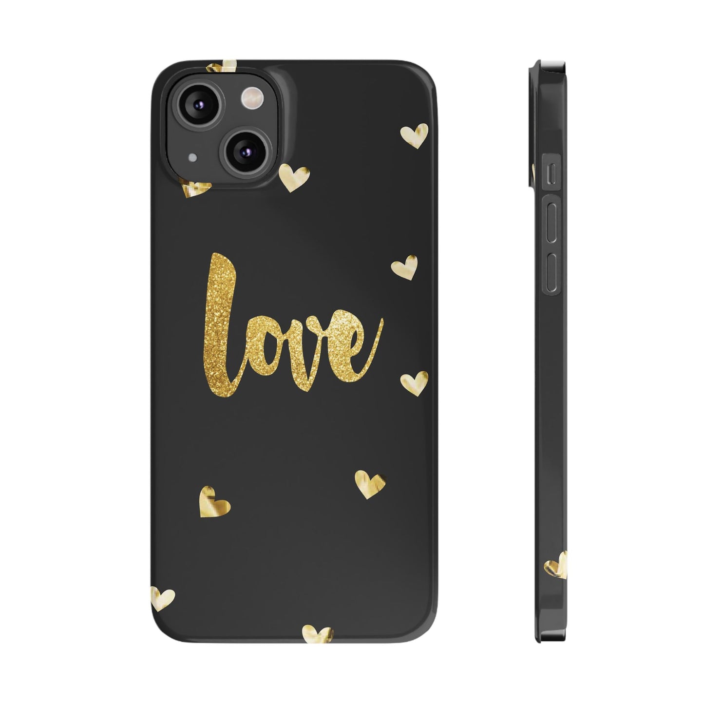 Glitter Love Slim Phone Case - Stylish Black Love Design