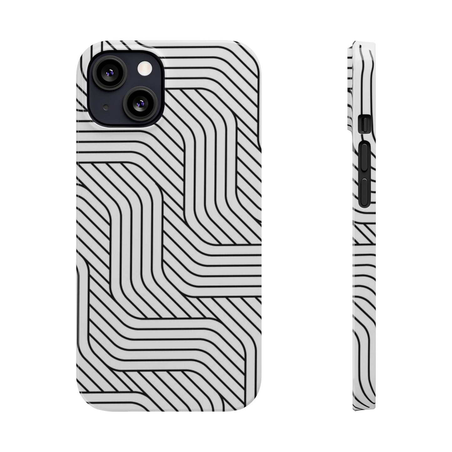 Stylish Geometric Slim Phone Case - Sleek Black and White Design for Minimalist Aesthetics