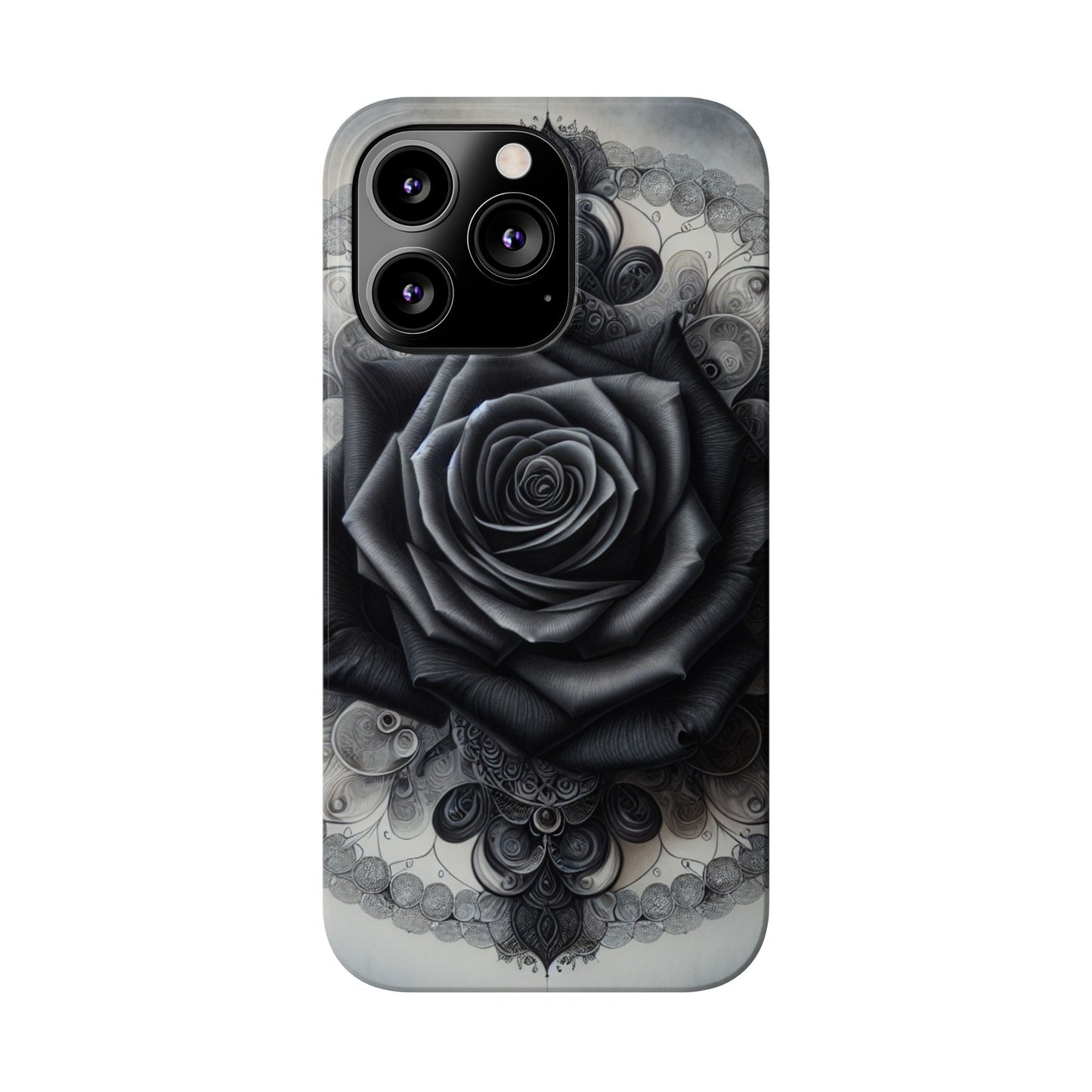 Elegant Black Rose Slim Phone Case for Stylish Protection