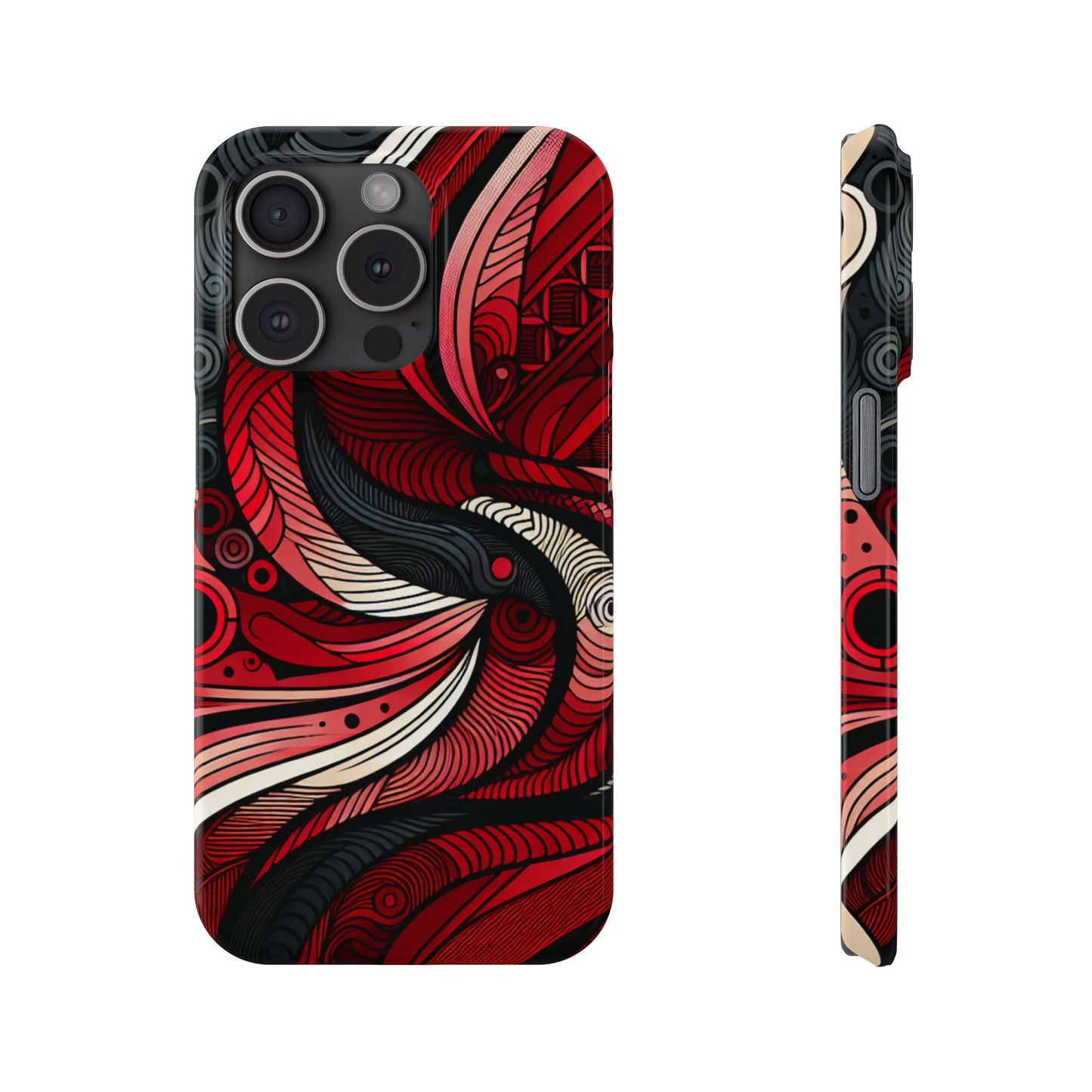 Artistic Red Swirl Slim Phone Case - Trendy Design for Stylish Protection