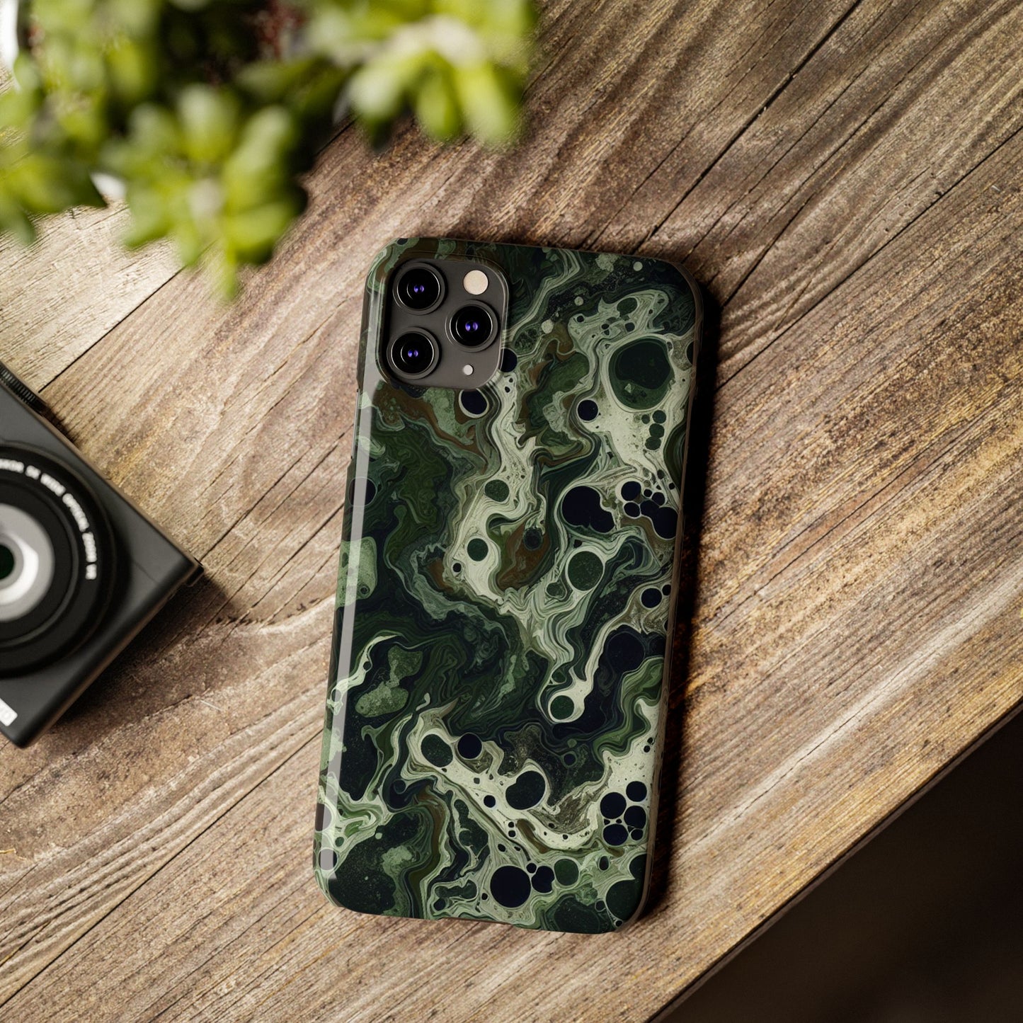 Marbled Green Slim Phone Case - Stylish Protection for Nature Lovers