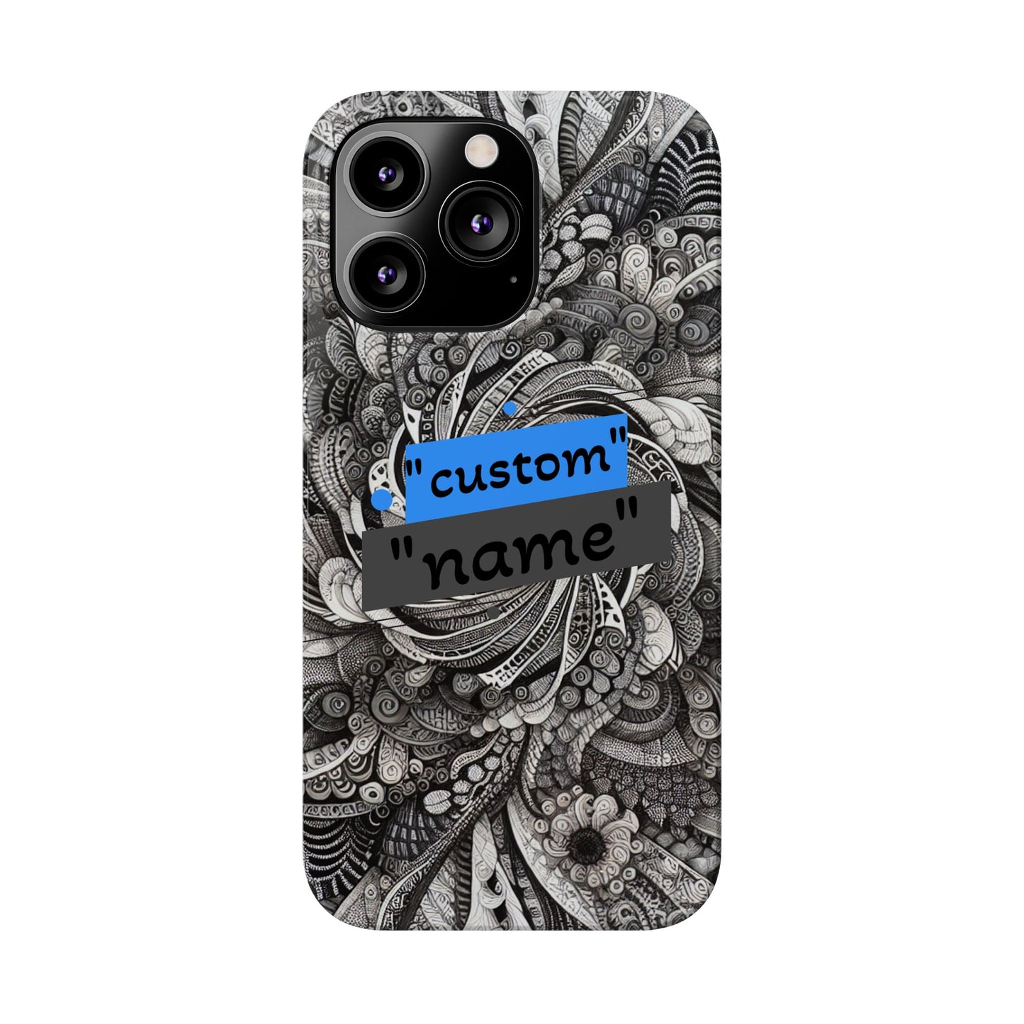 Customizable Slim Phone Cases - Personalized Black Swirl Design