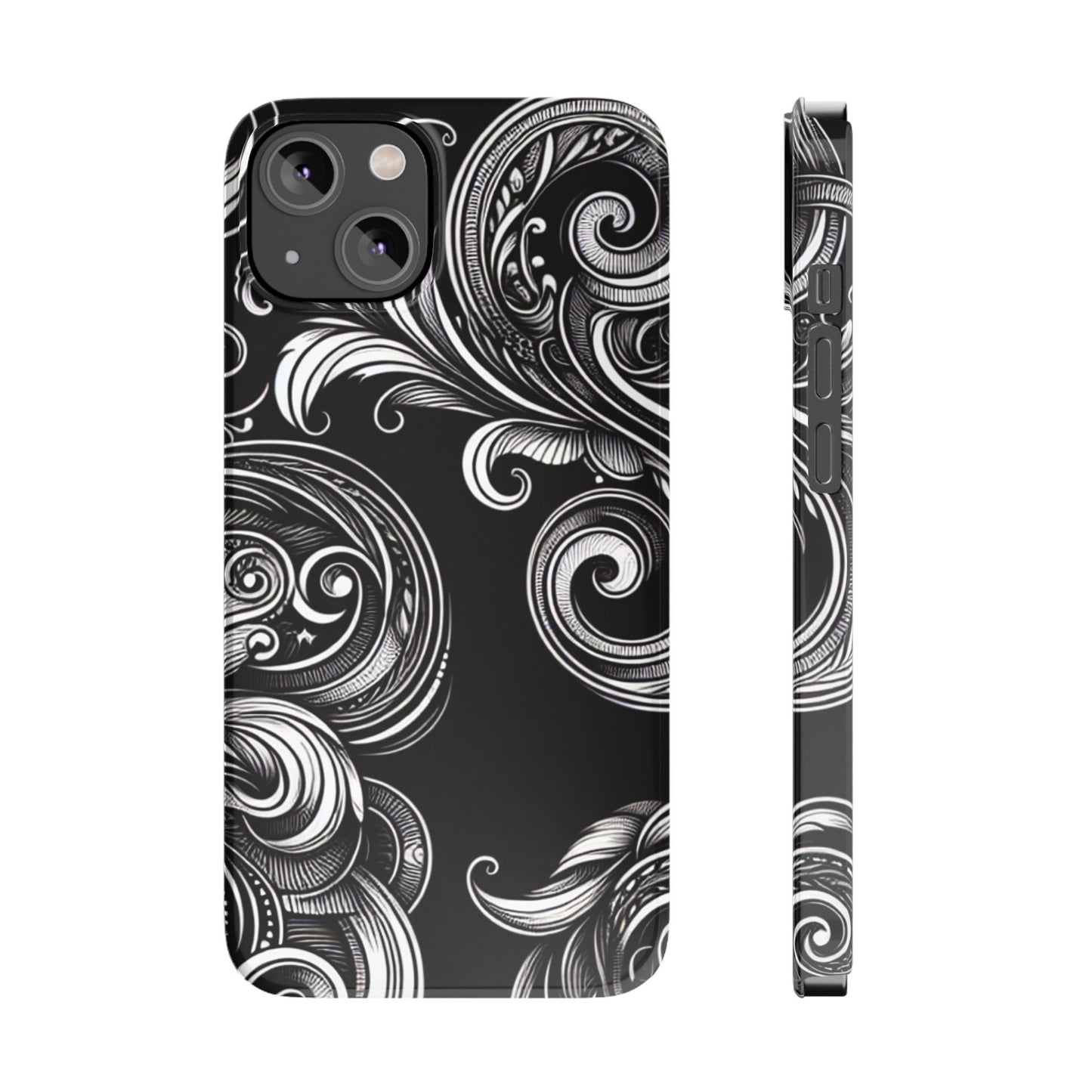 Elegant Black Swirl Slim Phone Case - Artistic Design for All Occasions