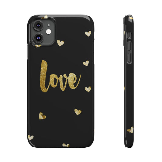 Glitter Love Slim Phone Case - Stylish Black Love Design