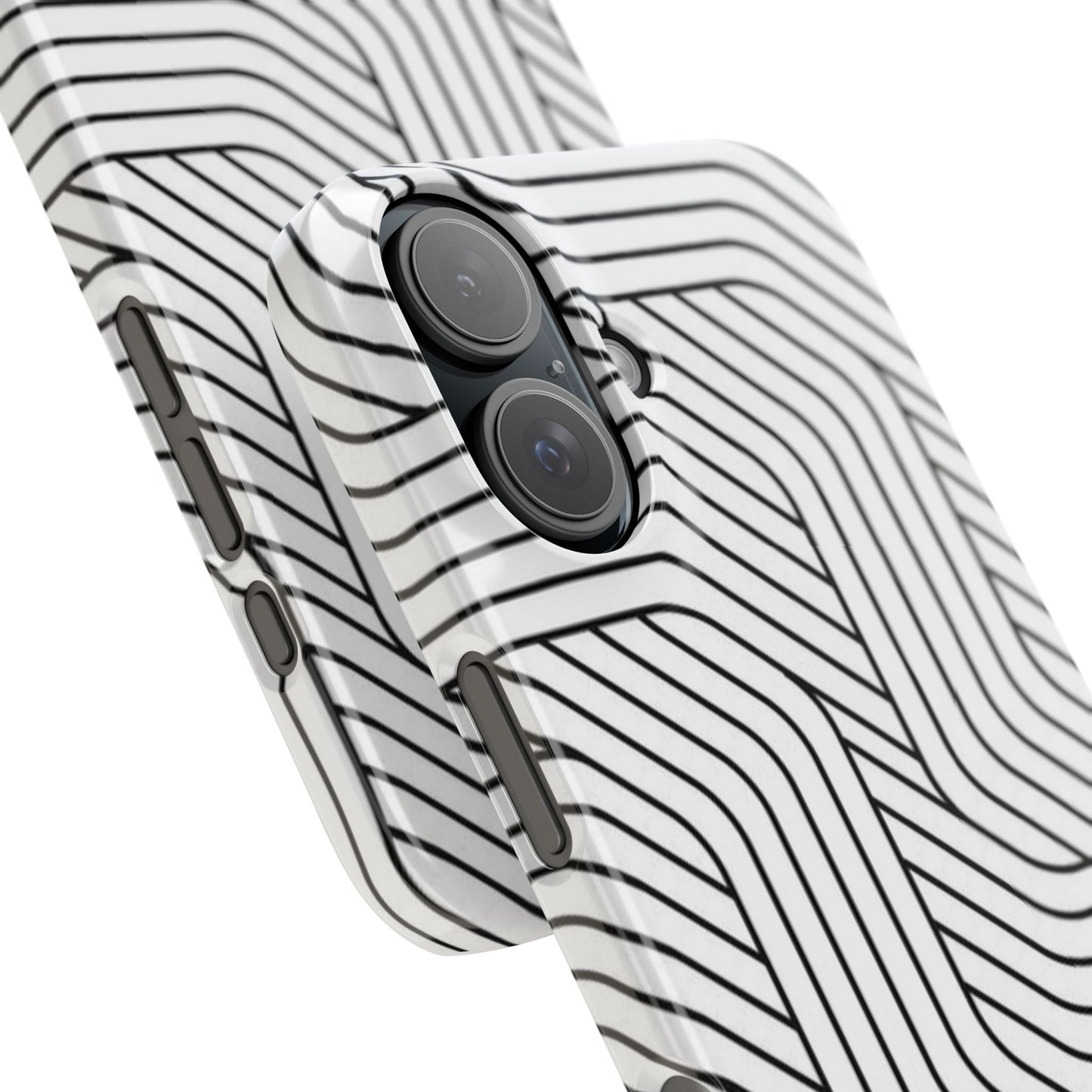 Stylish Geometric Slim Phone Case - Sleek Black and White Design for Minimalist Aesthetics