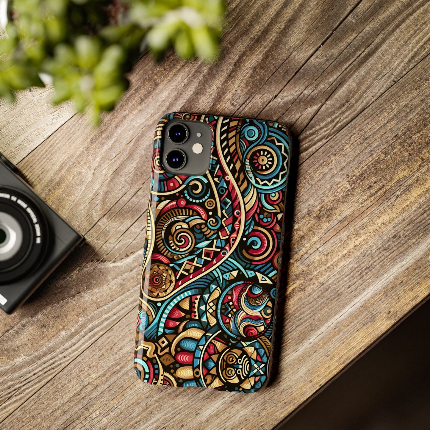 Vibrant Bohemian Slim Phone Case - Artistic Swirl Design