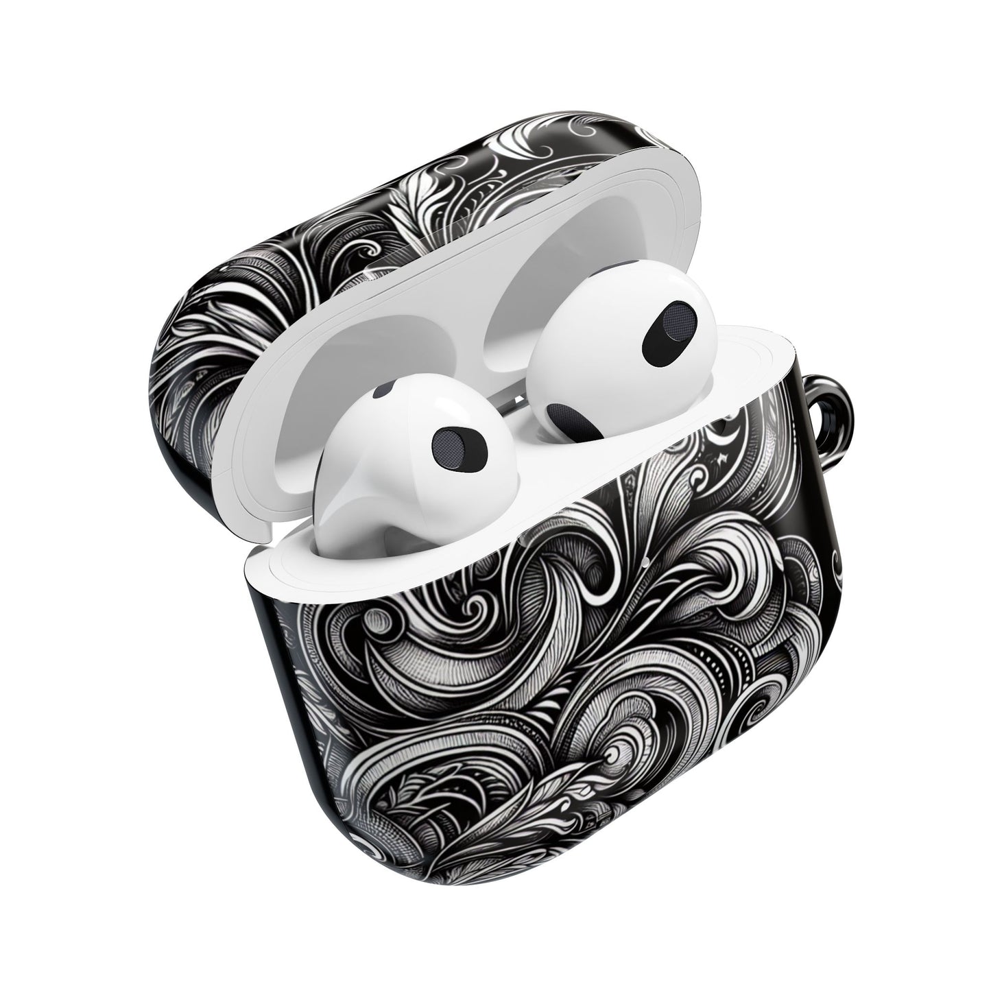 Artistic Black AirPod Case – Stylish Protection with Swirling Pattern