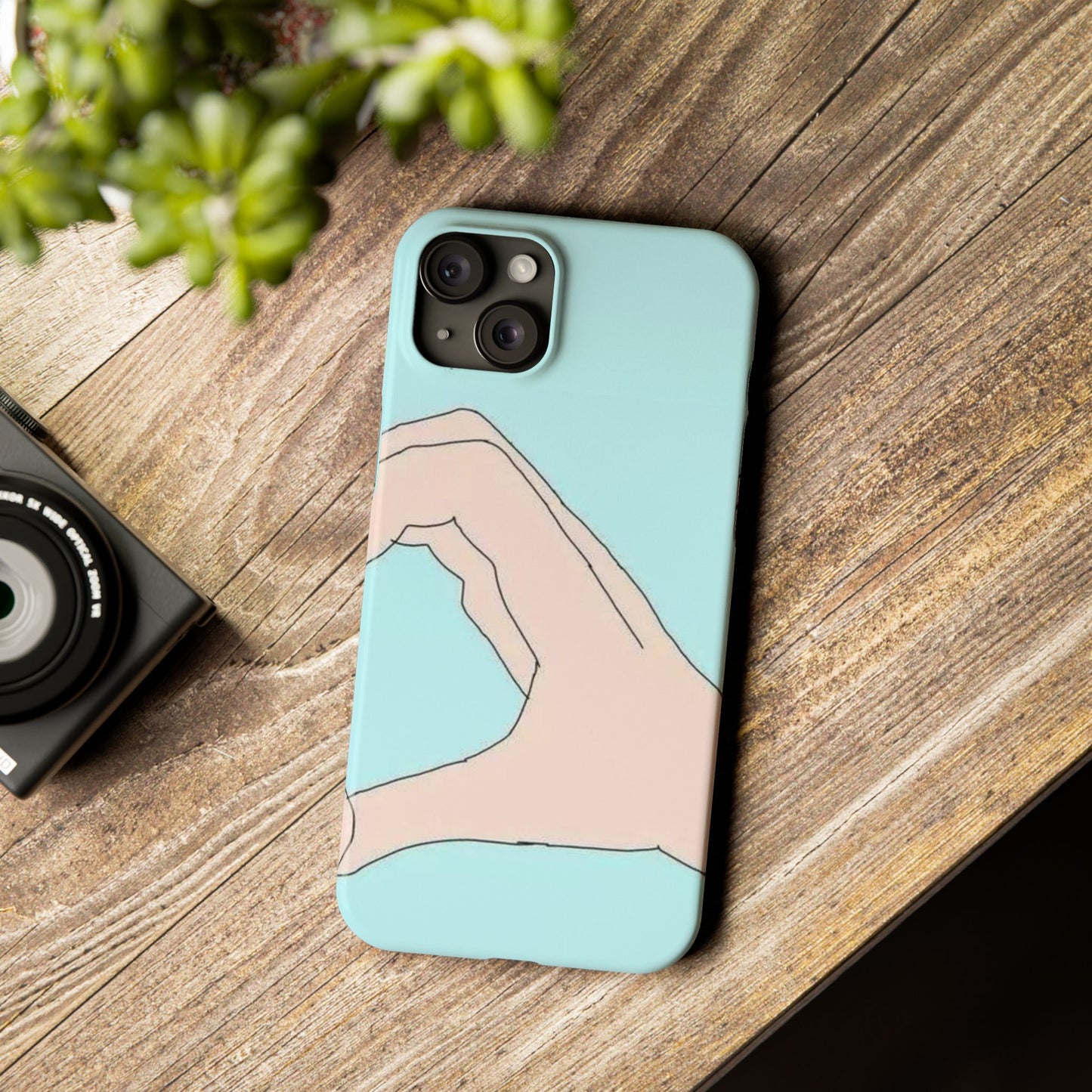 Artistic Heart Gesture Slim Phone Case - Perfect Gift for Loved Ones