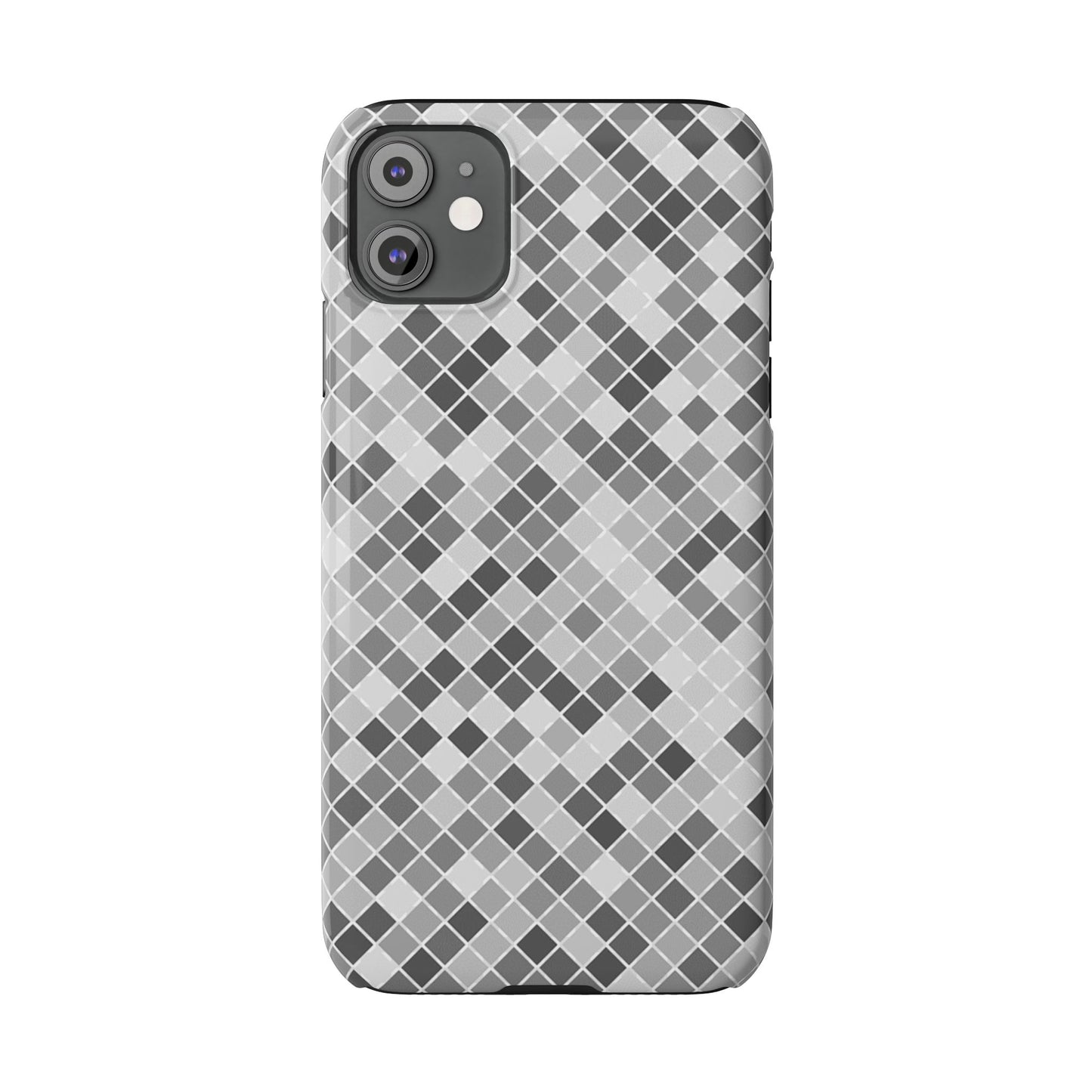 Chic Grey Mosaic Slim Phone Case - Stylish Protection for Modern Lifestyle