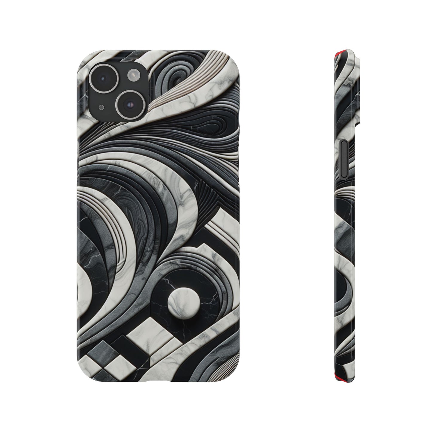 Elegant Marble Slim Phone Case - Stylish Black & White Design