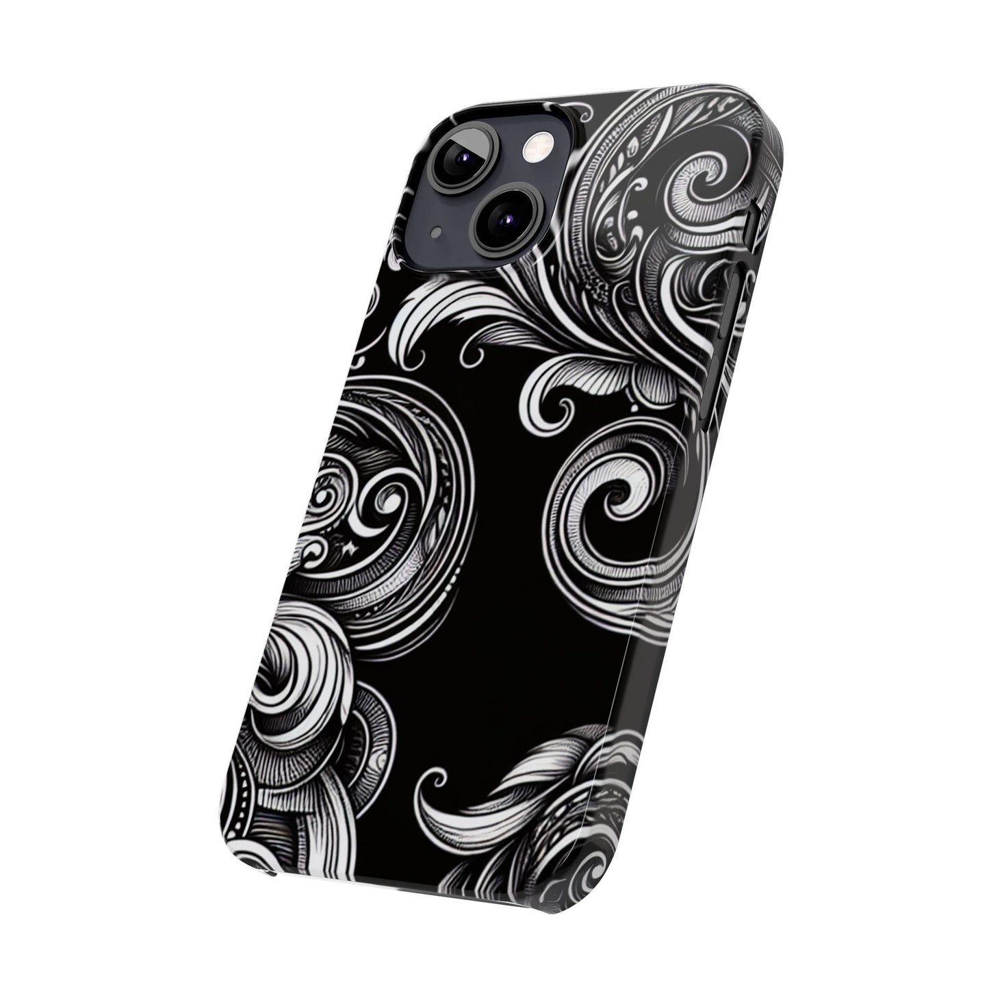 Elegant Black Swirl Slim Phone Case - Artistic Design for All Occasions