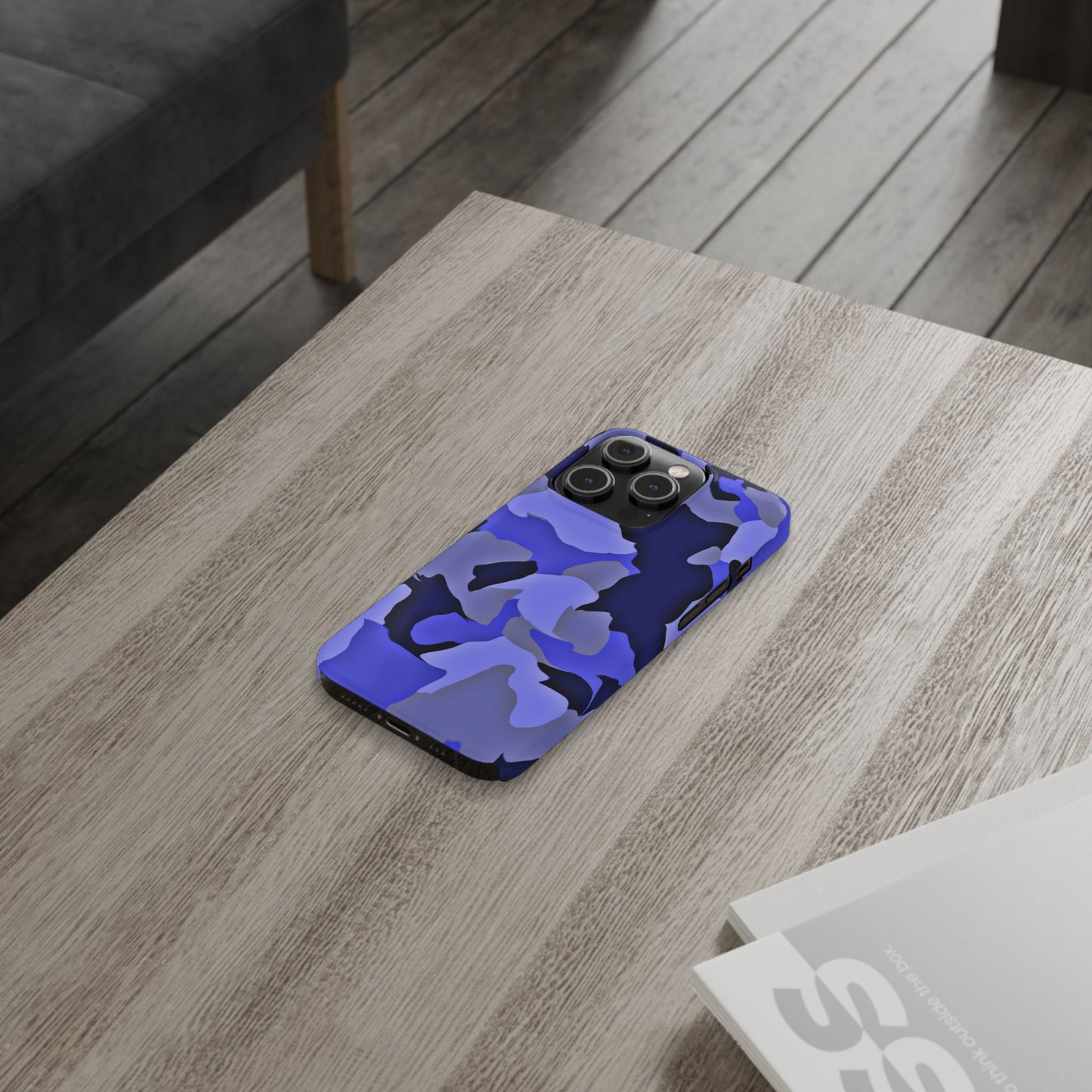 Stylish Slim Phone Case - Blue Abstract Camo Design for Trendsetters