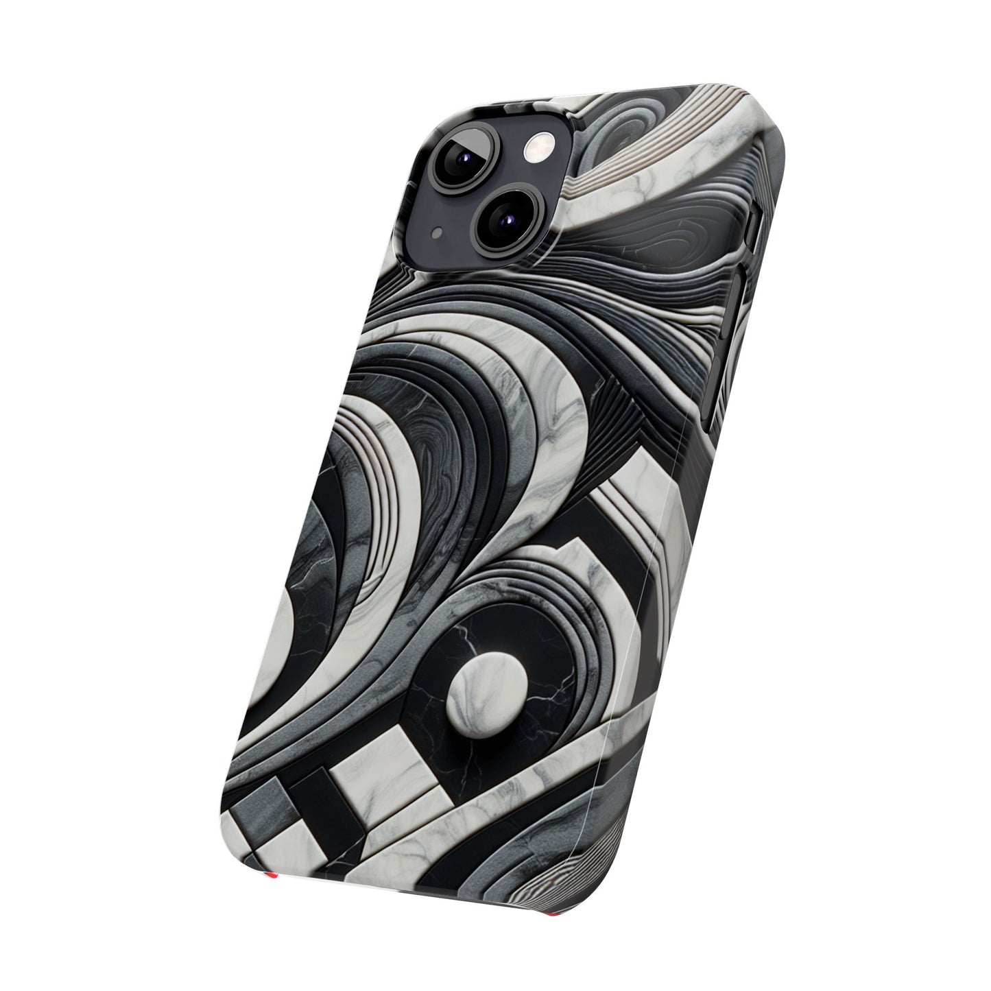 Elegant Marble Slim Phone Case - Stylish Black & White Design