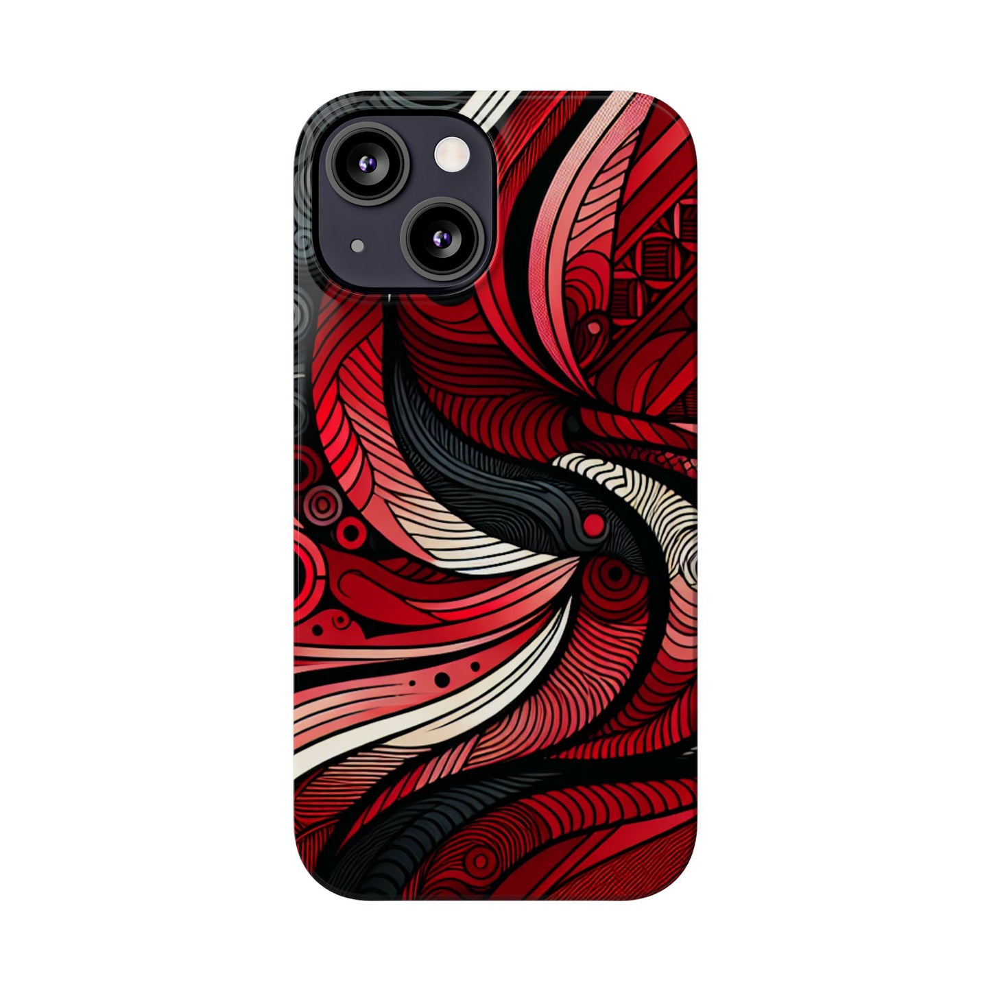 Artistic Red Swirl Slim Phone Case - Trendy Design for Stylish Protection