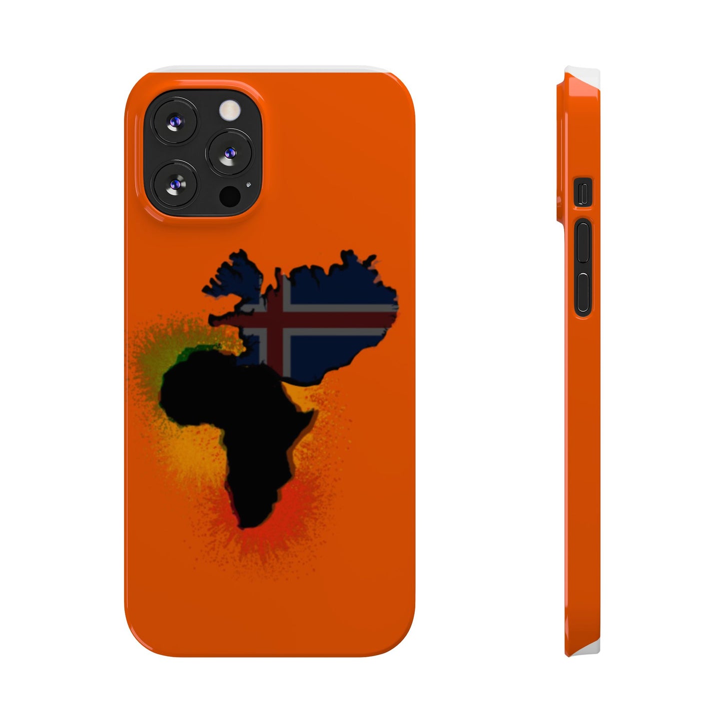 Bold African Map Slim Phone Case with Icelandic Flag