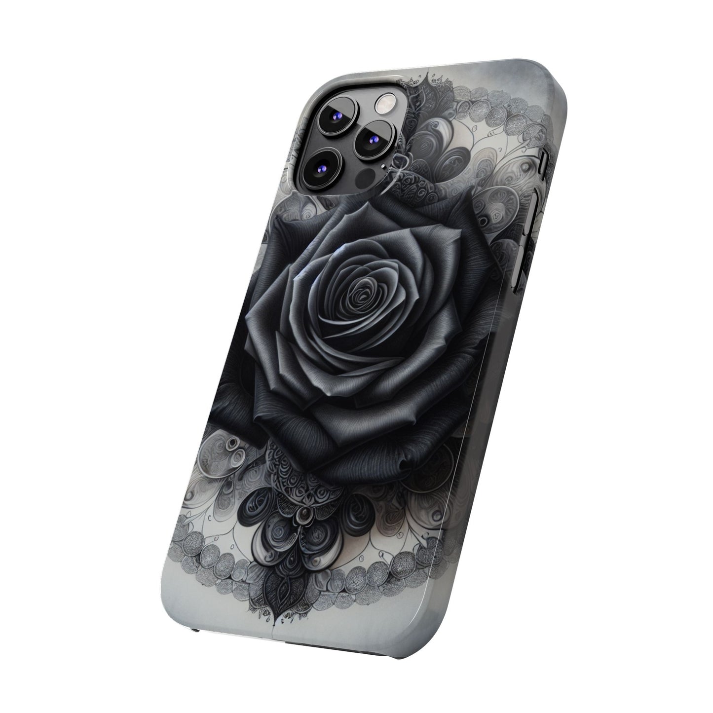 Elegant Black Rose Slim Phone Case for Stylish Protection