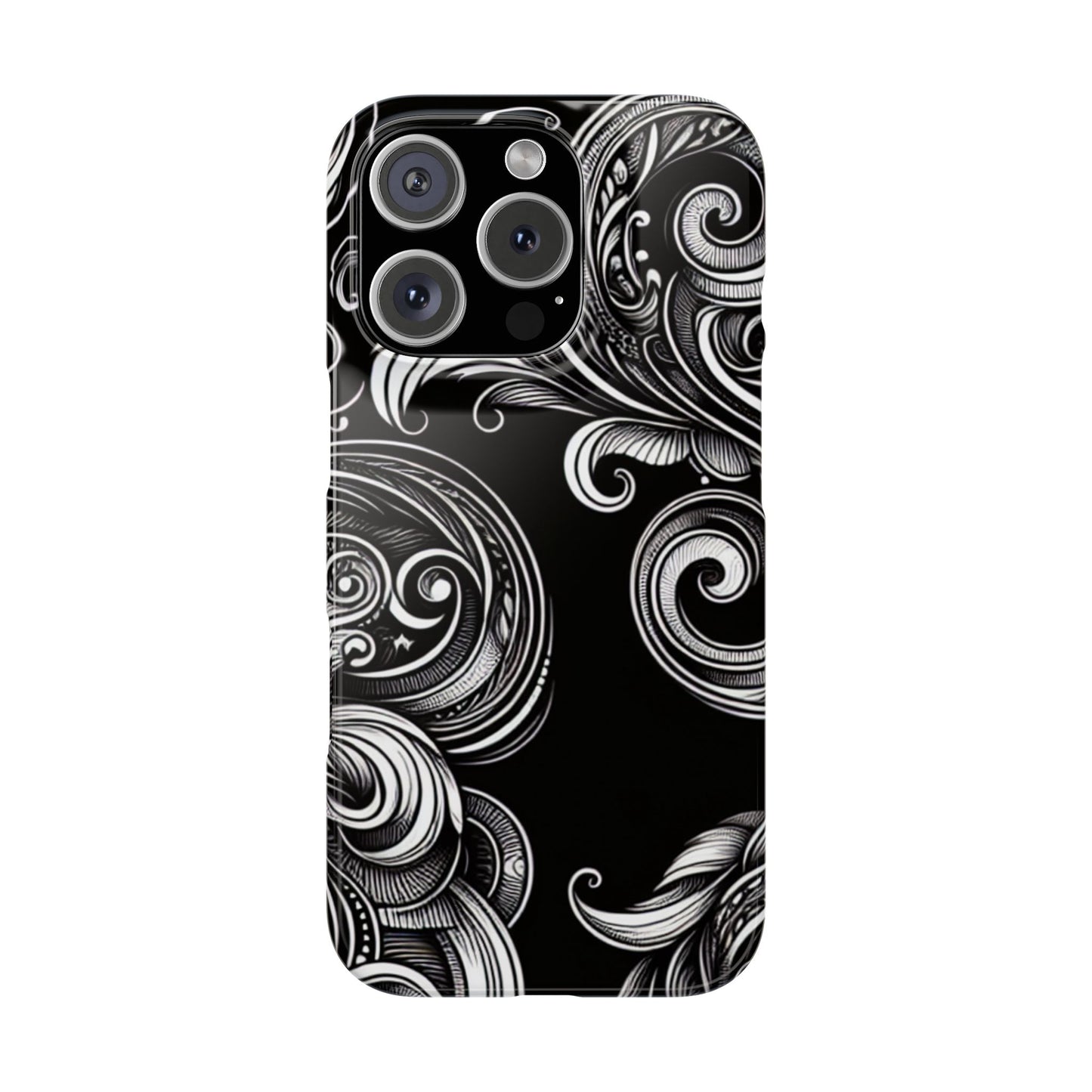 Elegant Black Swirl Slim Phone Case - Artistic Design for All Occasions