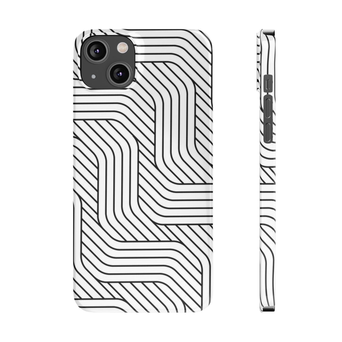 Stylish Geometric Slim Phone Case - Sleek Black and White Design for Minimalist Aesthetics