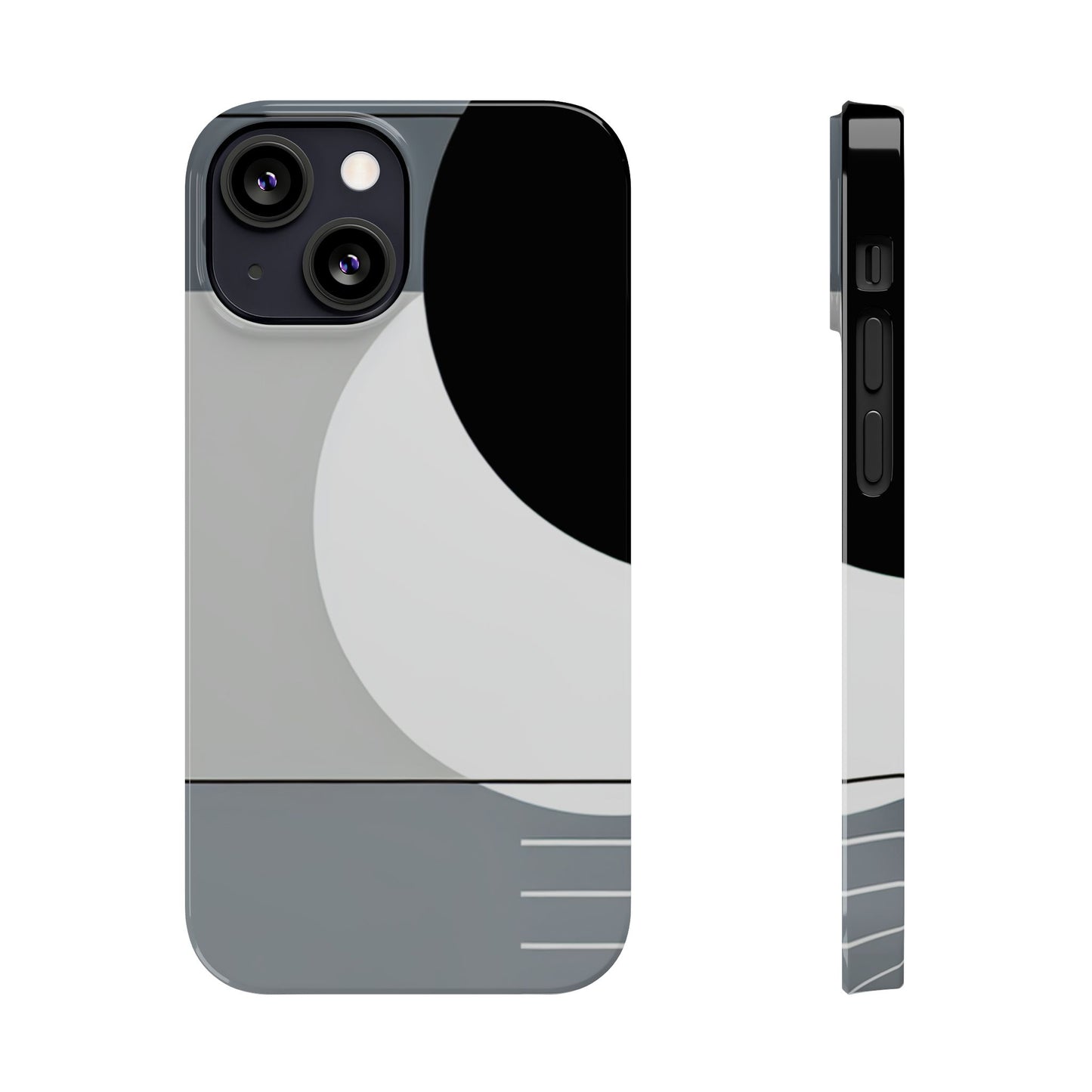 Minimalist Abstract Slim Phone Case - Modern Black and Gray Design